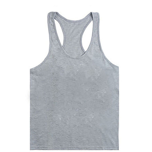 Men’s Cotton Y-Back Bodybuilding Tank Top Grey