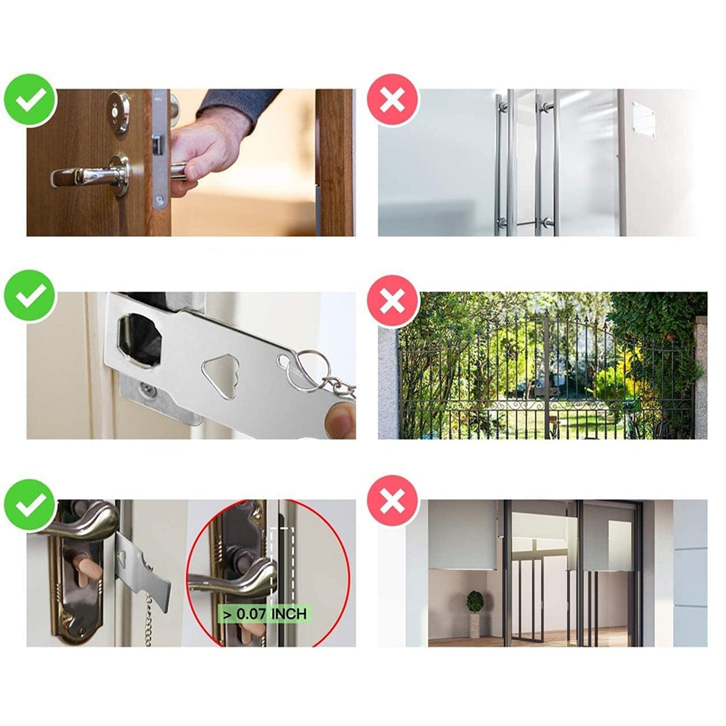Secure Portable Door Lock Travel Safety Hardware for Hotel and Home