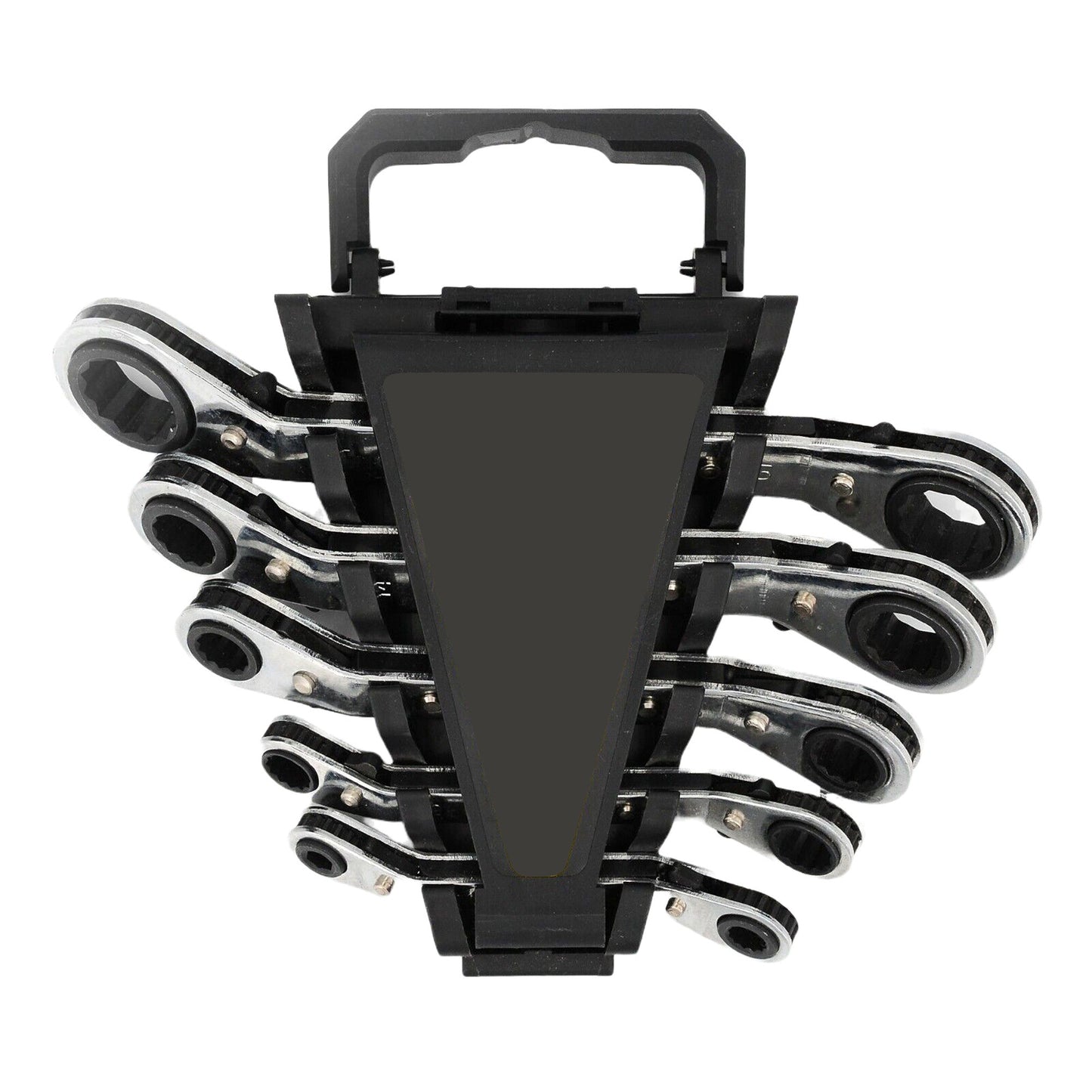 5pcs Metric Ring Wrenches Ratchet Spanner Set with Black Rack