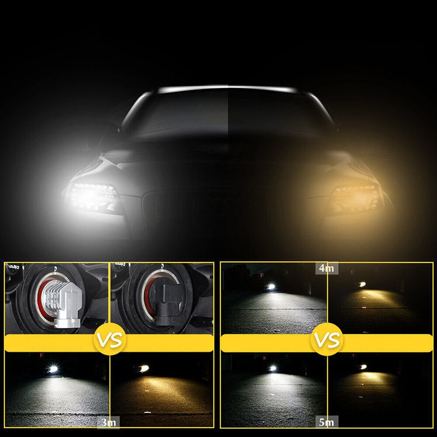 2pcs LED Headlight Conversion Kit H11 H8 H9 Bulbs for Fog and Low Beam 6500K