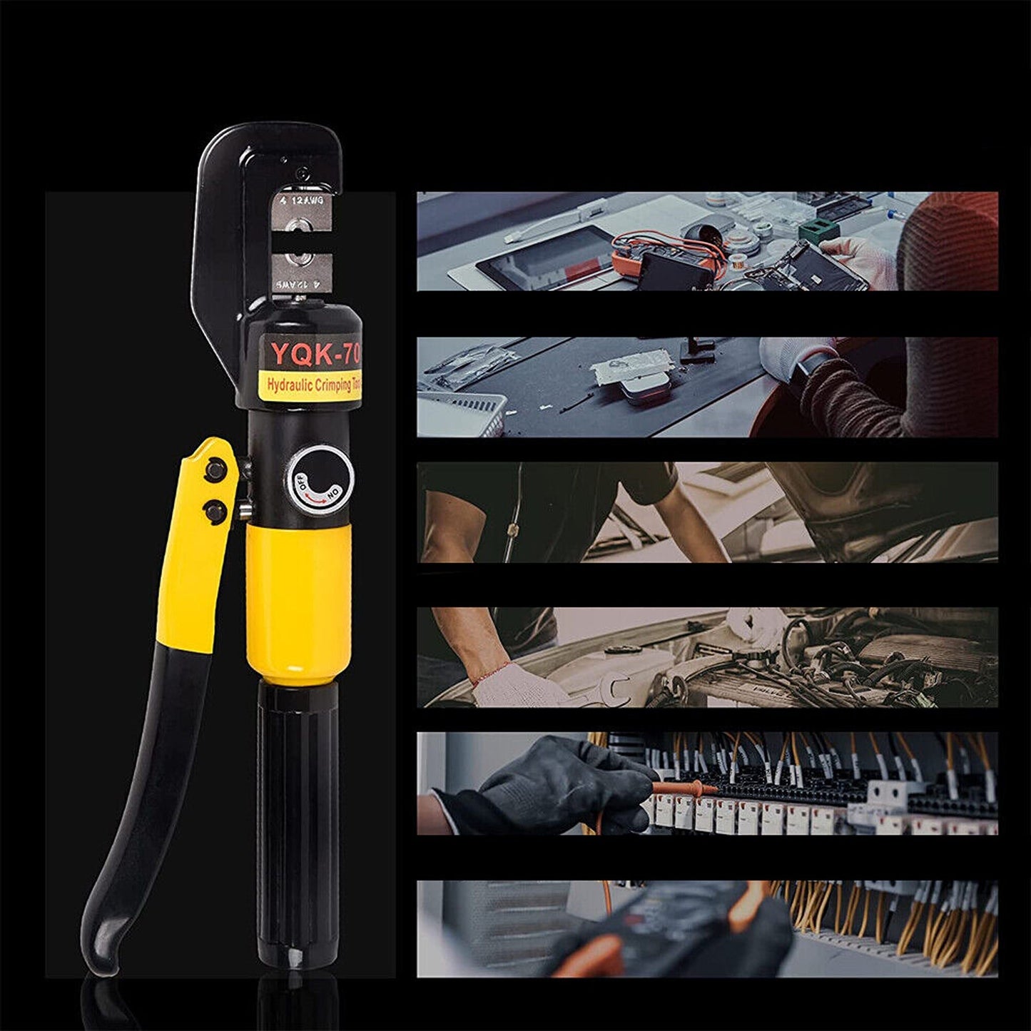 Hydraulic Crimper for Cable and Wire - 9 Dies 8 Ton