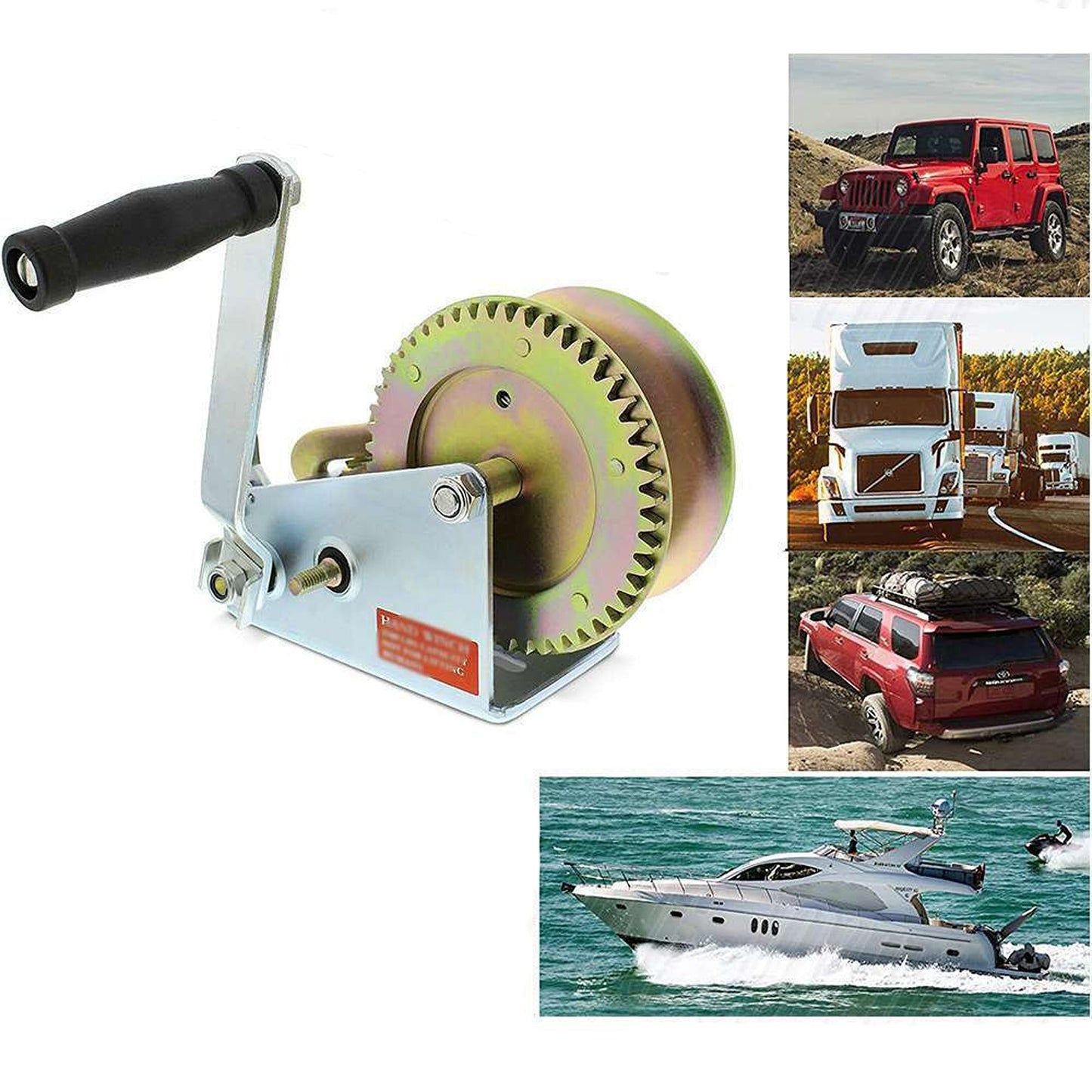 Manual 2-Way Synthetic Strap Hand Winch for Cars Boats and Trailers