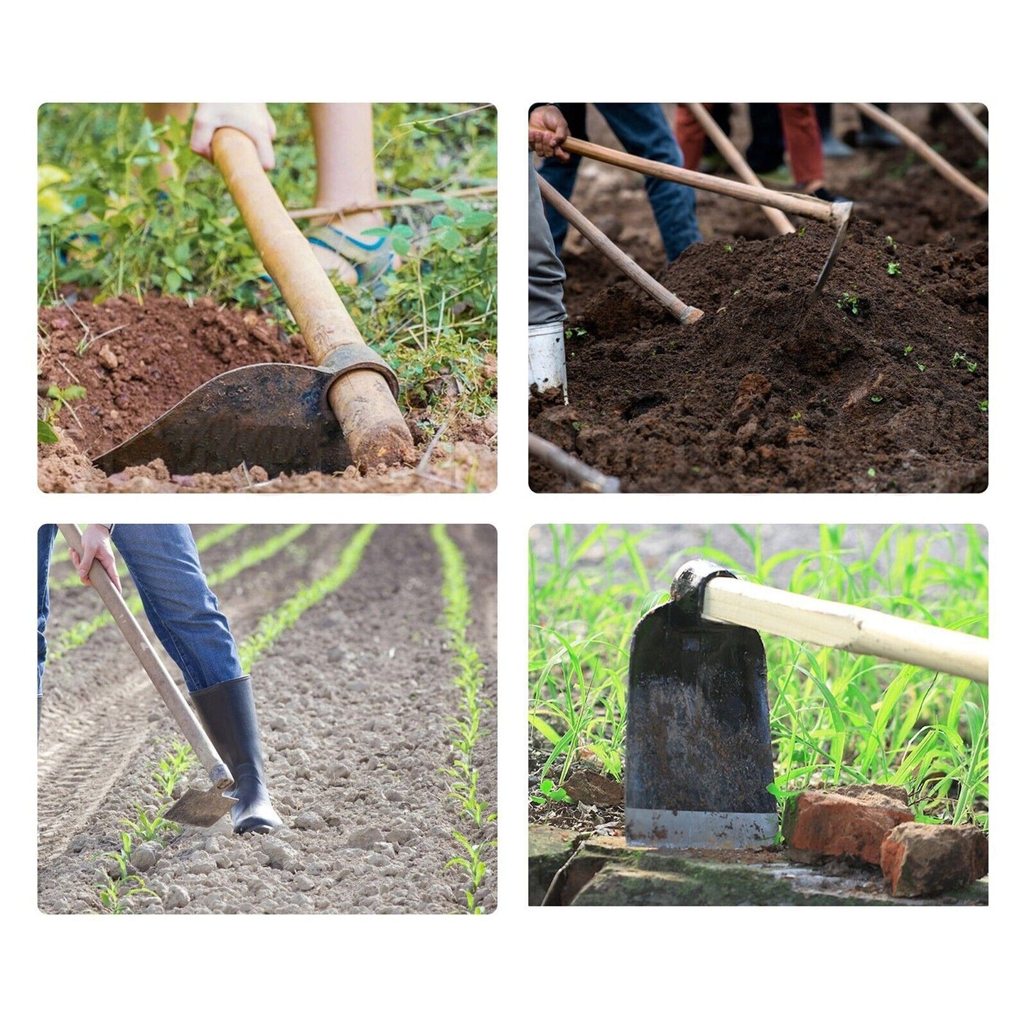120cm Wooden Handle Flat Mattock Flat Hoe Gardening Farming Hand Tool
