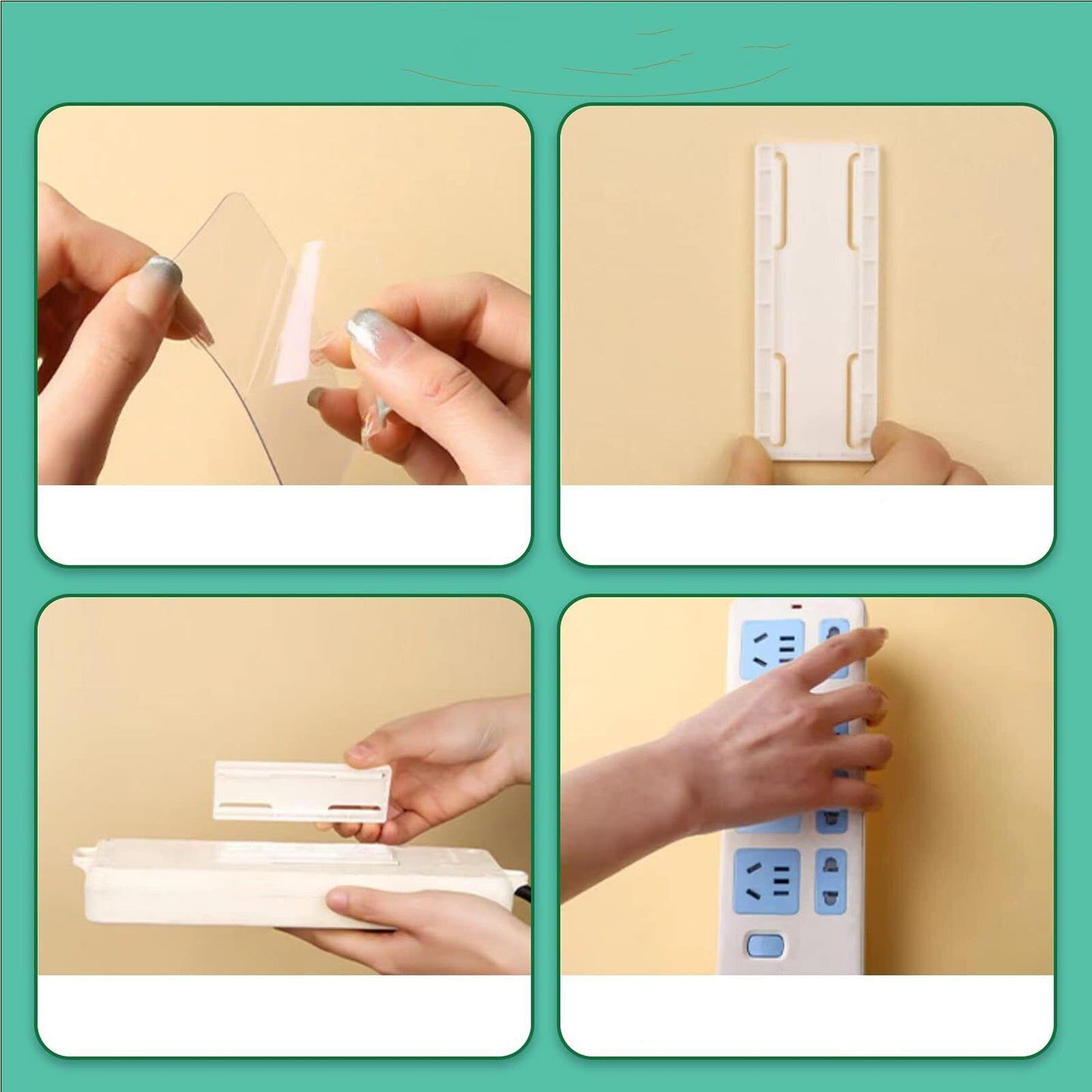 4pcs Wall Desk Socket Fixer Self-Adhesive Holder