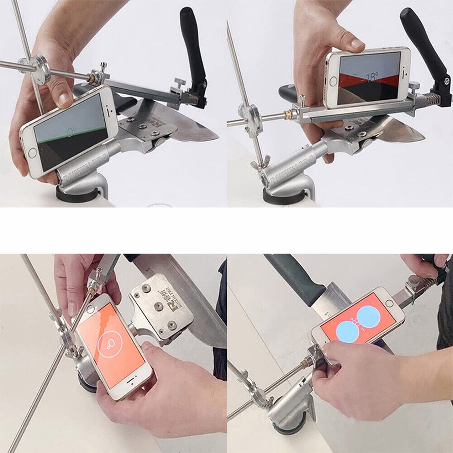 Fixed-Angle Kitchen Knife Sharpener Professional Sharpening System 4 Stones