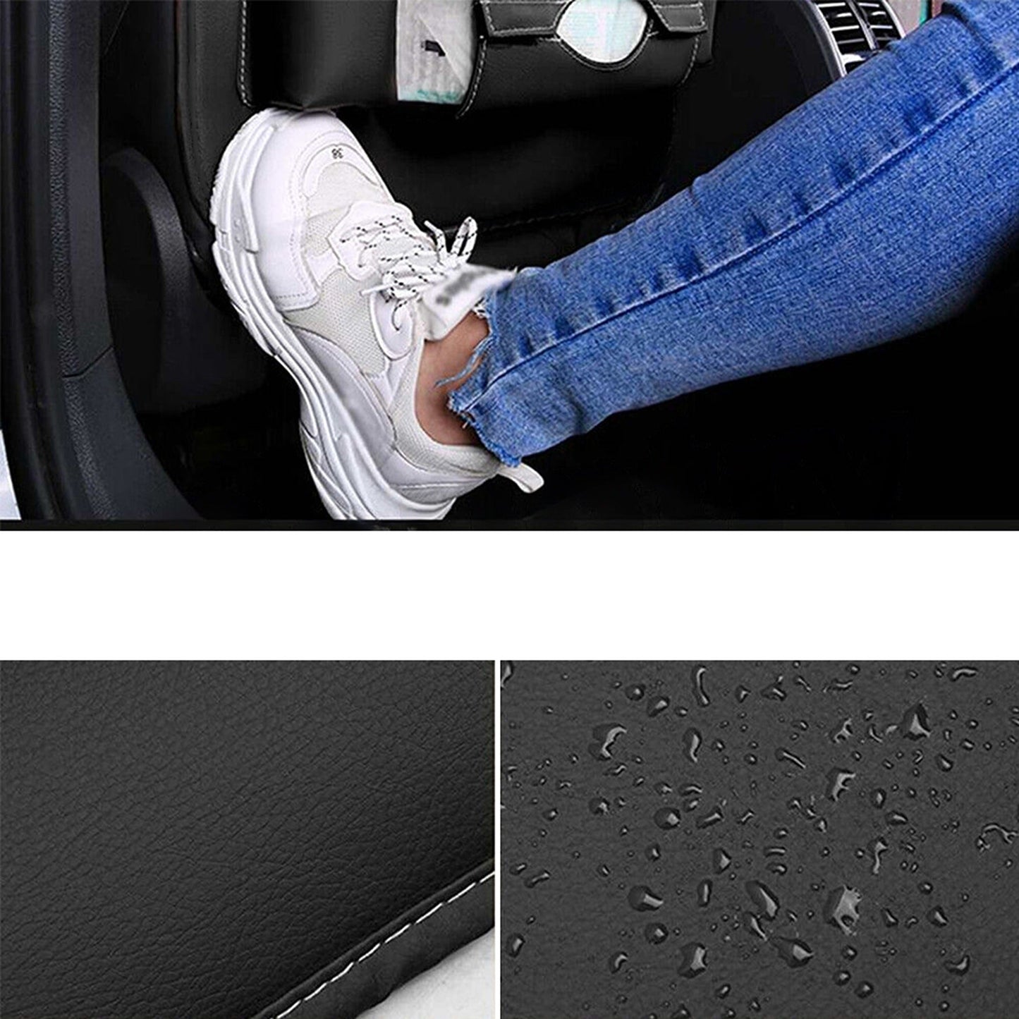 Leather Travel Car Seat Organizer Foldable Back Storage with iPad Tray