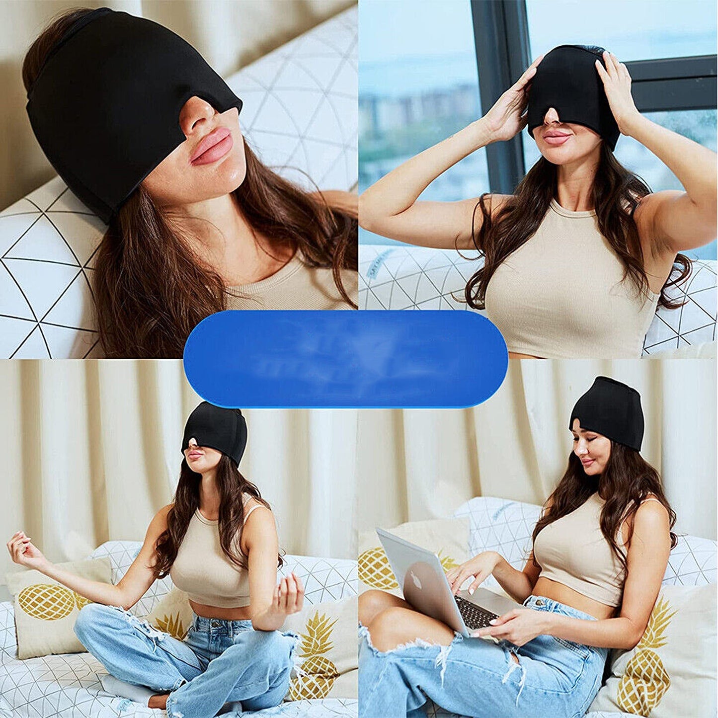 Therapy Cap for Migraines Reusable Hot and Cold Eye Mask