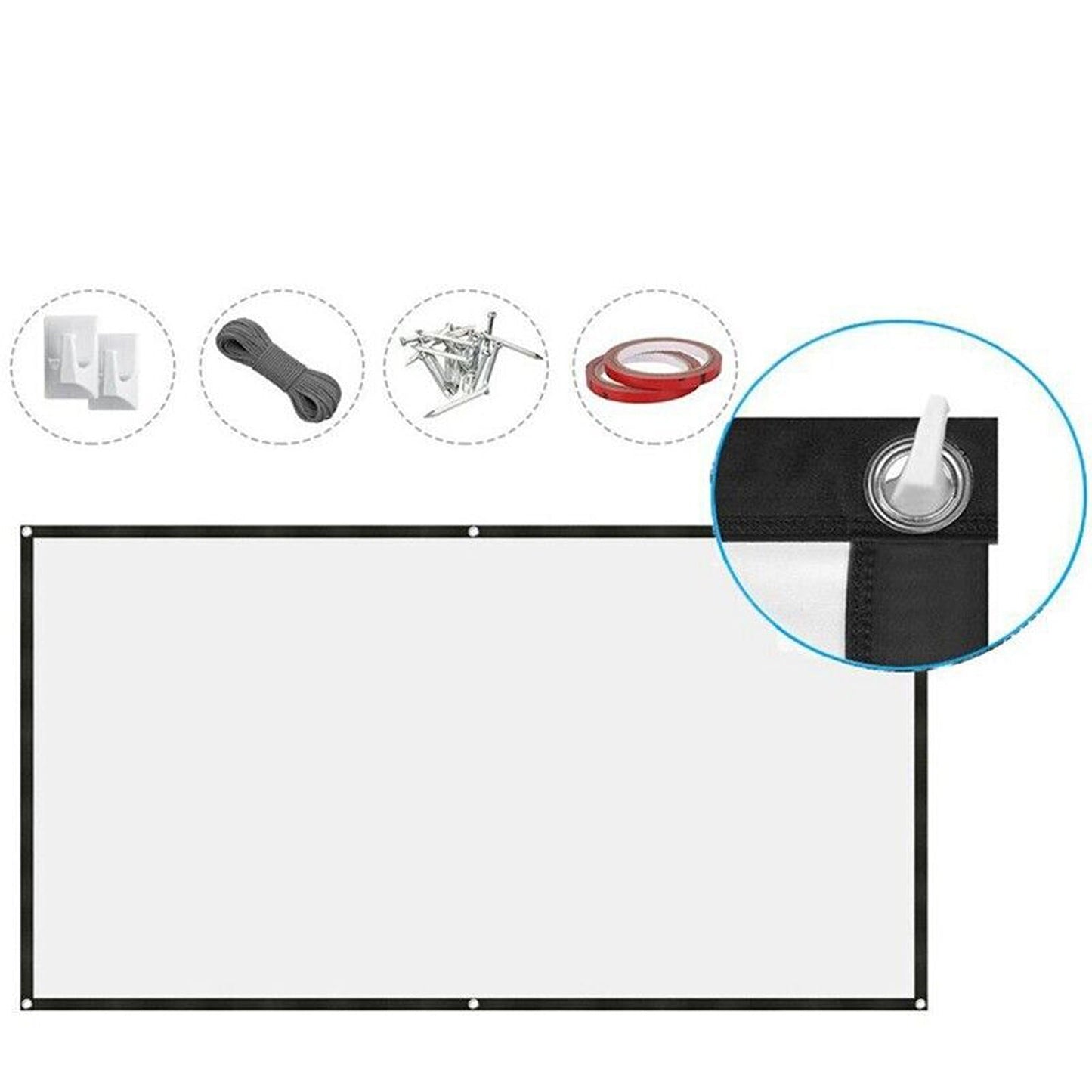 16:9 Foldable Projector Screen for Outdoor Movies and Home Cinema 3D Ready
