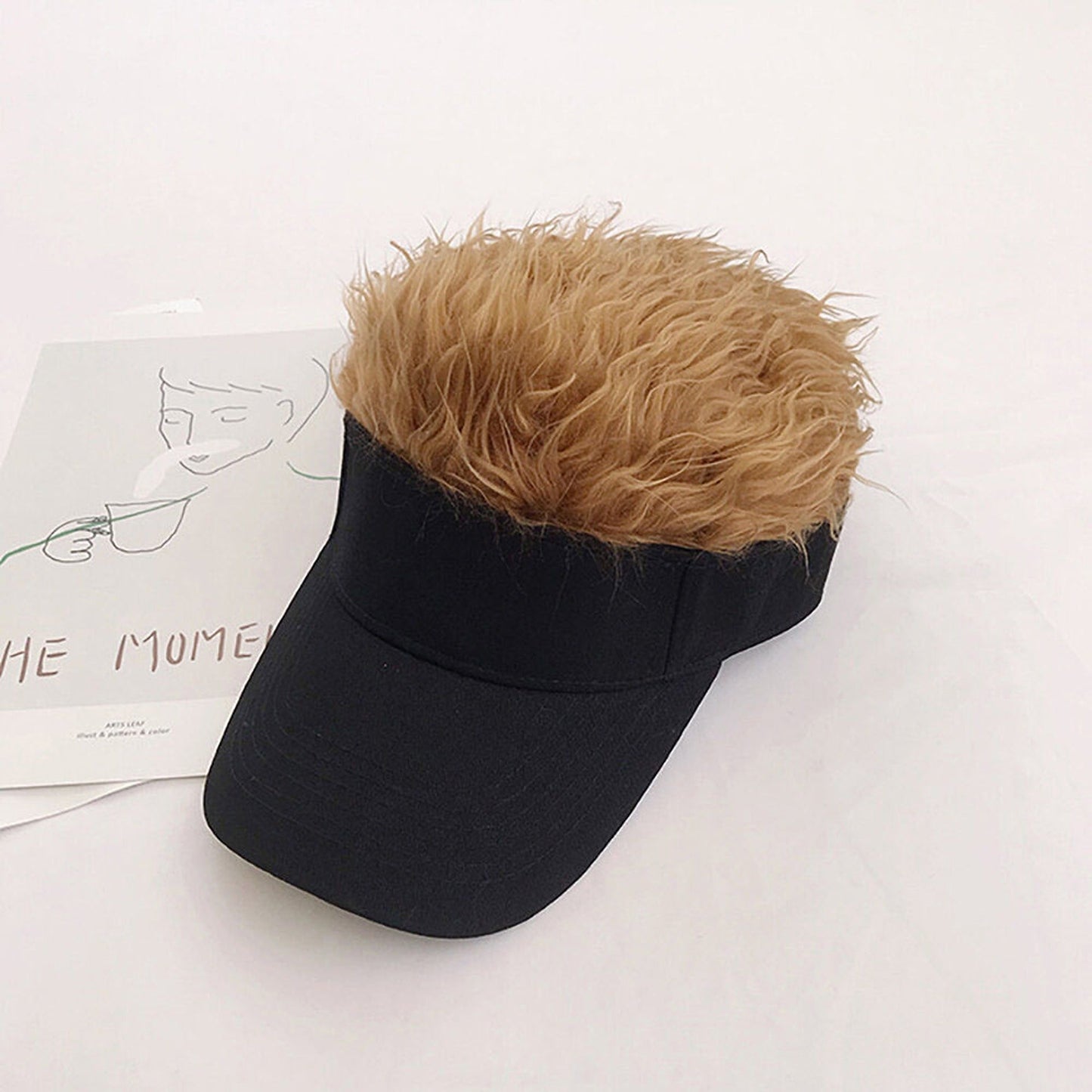 Baseball Cap with Wig Attached Sun Visor and Fun Hair for Men