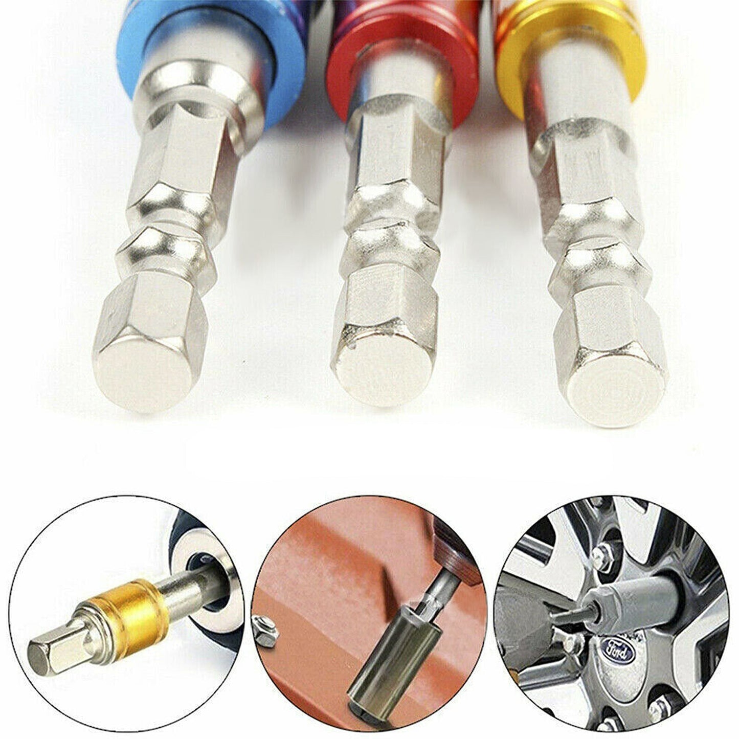 3pcs Impact Driver Socket Adaptor Set Hex Shank Drill Bits