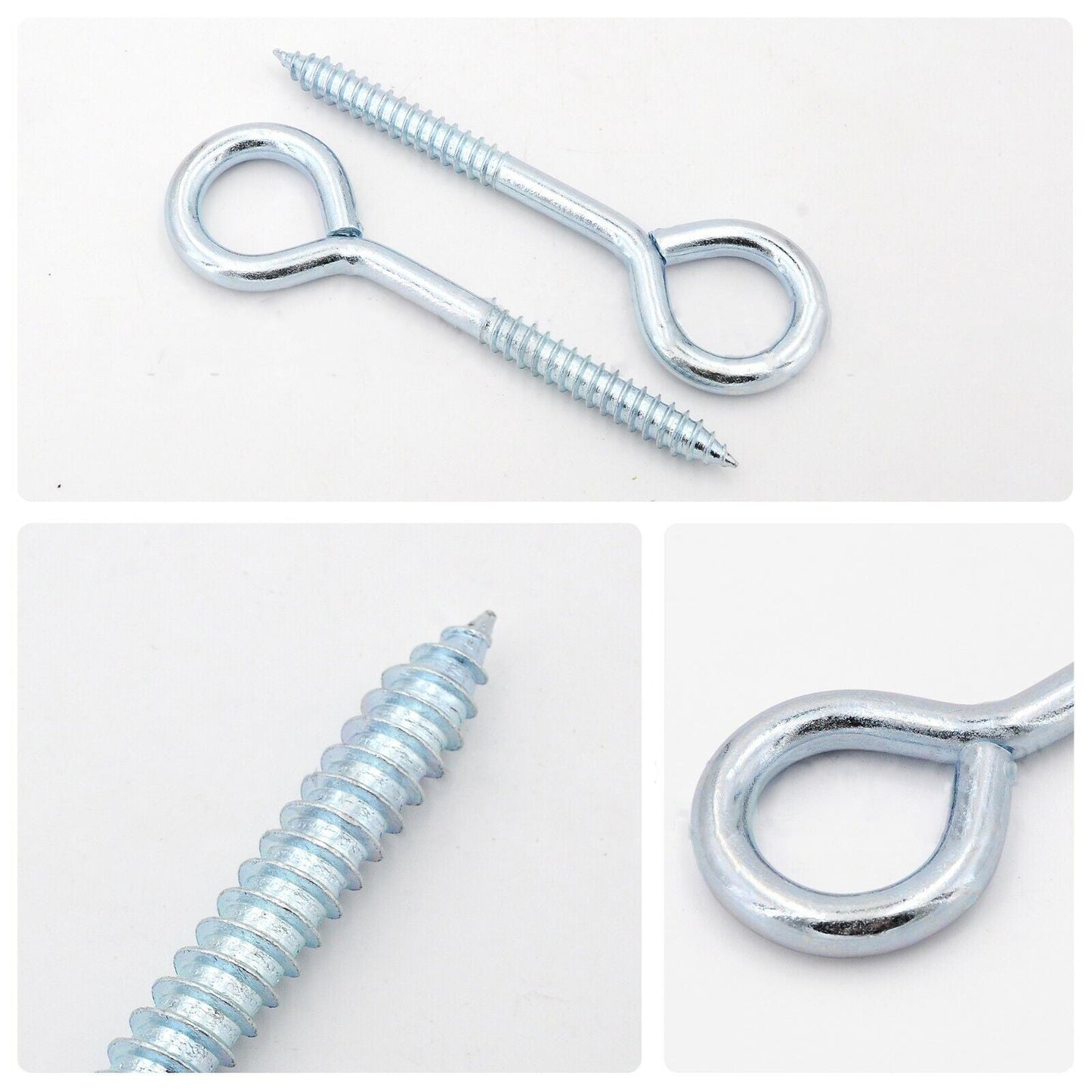 Smaller 6 x 63mm Zinc-plated Steel Screw Eye Hooks for Heavy Duty Kitchen Garage