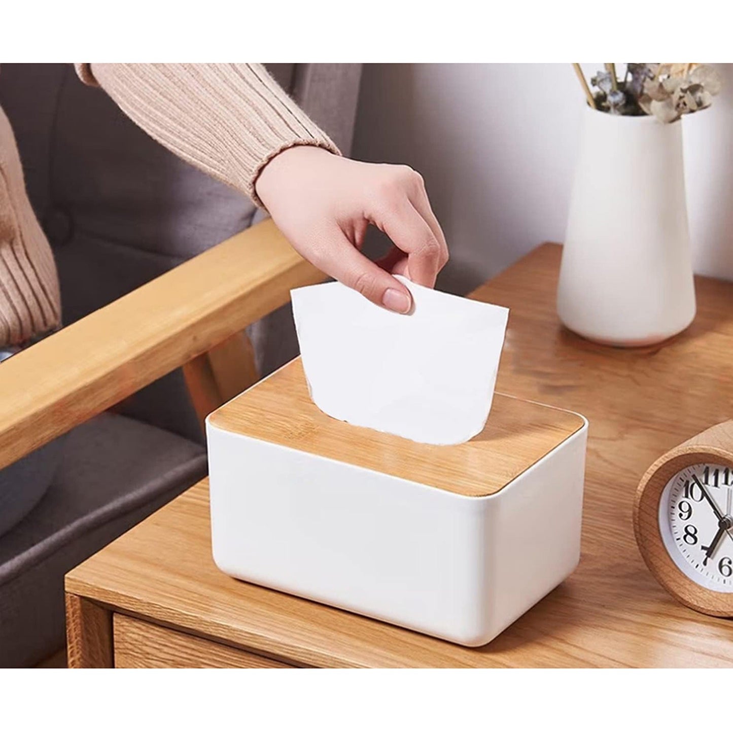 Wooden Tissue Box Cover Paper Napkin Storage Holder Dispenser