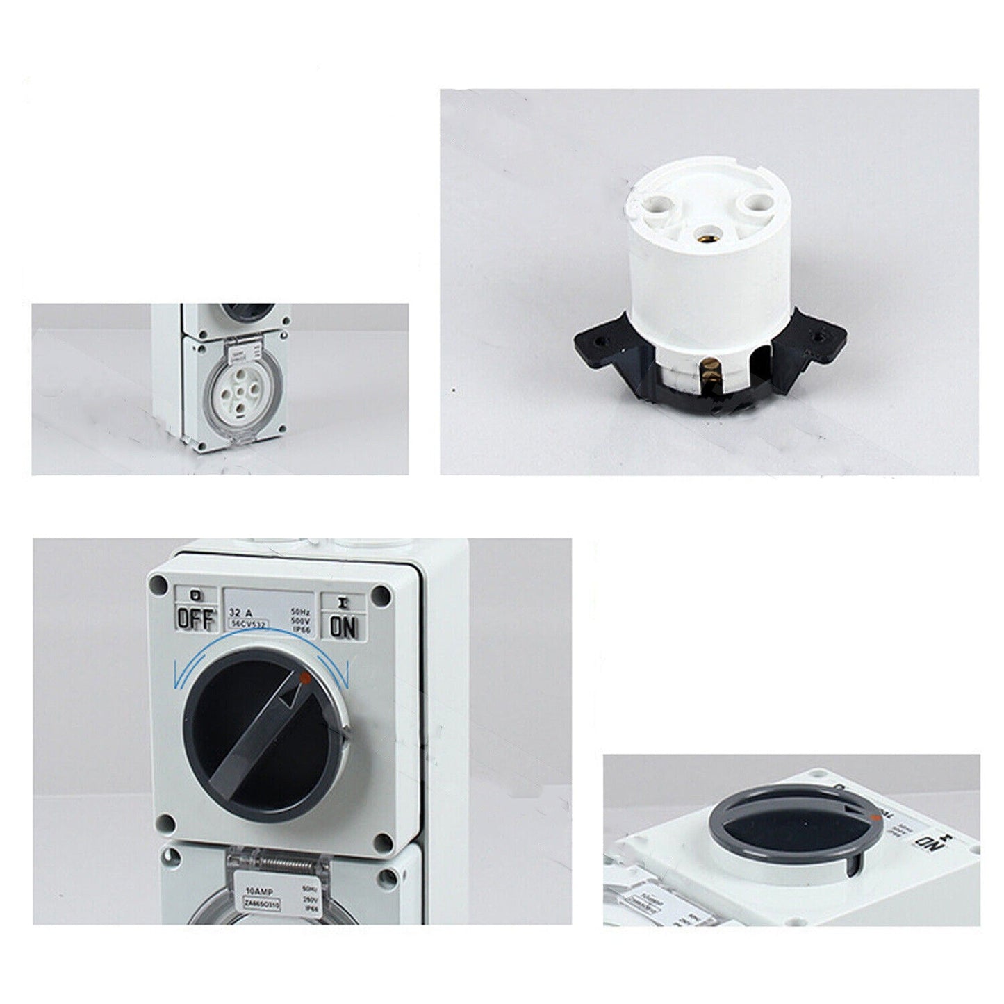 Weatherproof Industrial Switch for Outdoor Use IP66 500V 32amp 5 Pin