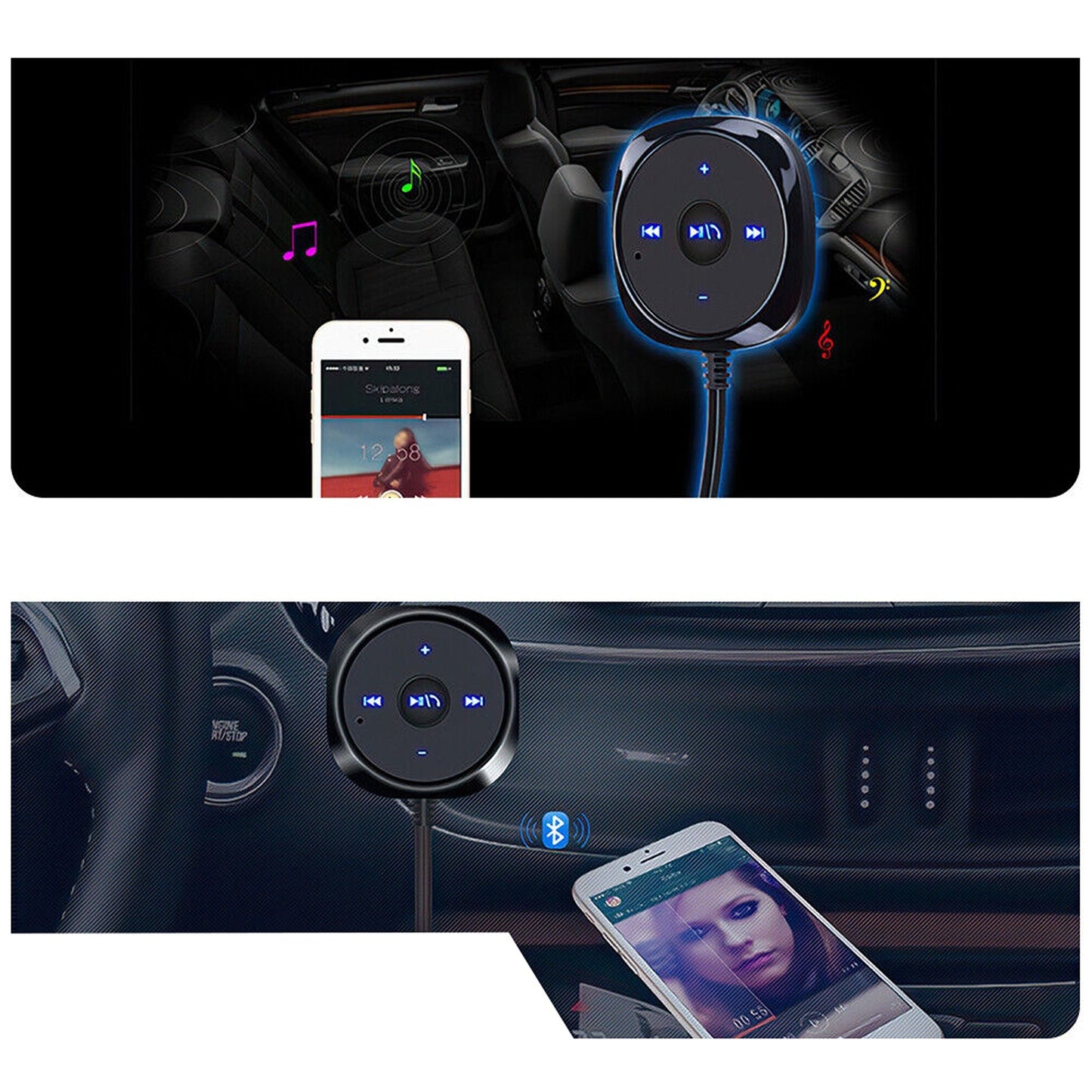Bluetooth Audio Receiver with USB Charger for Car MP3 Player AUX Adapter