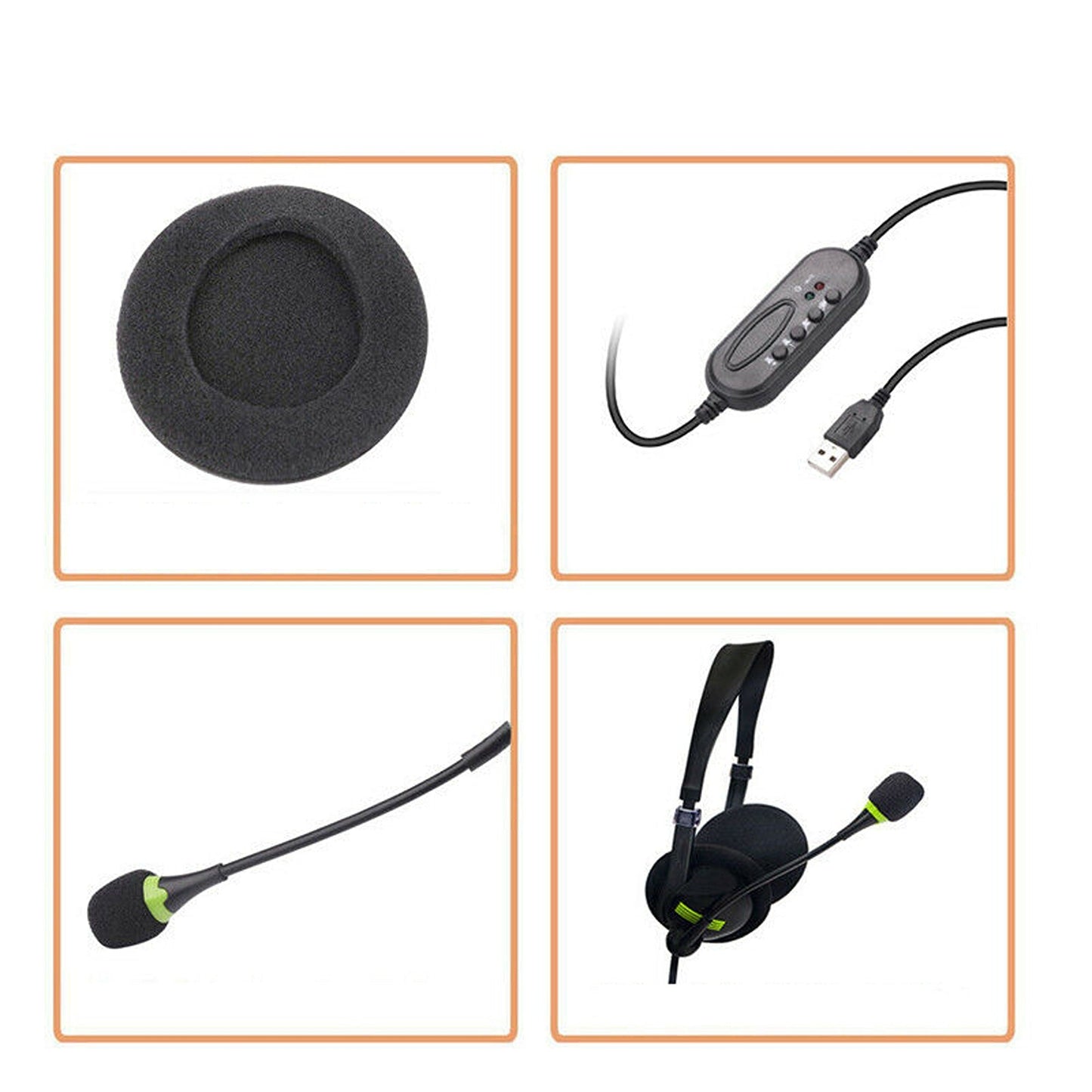 Computer USB Headphone Noise Cancelling With Microphone for PC