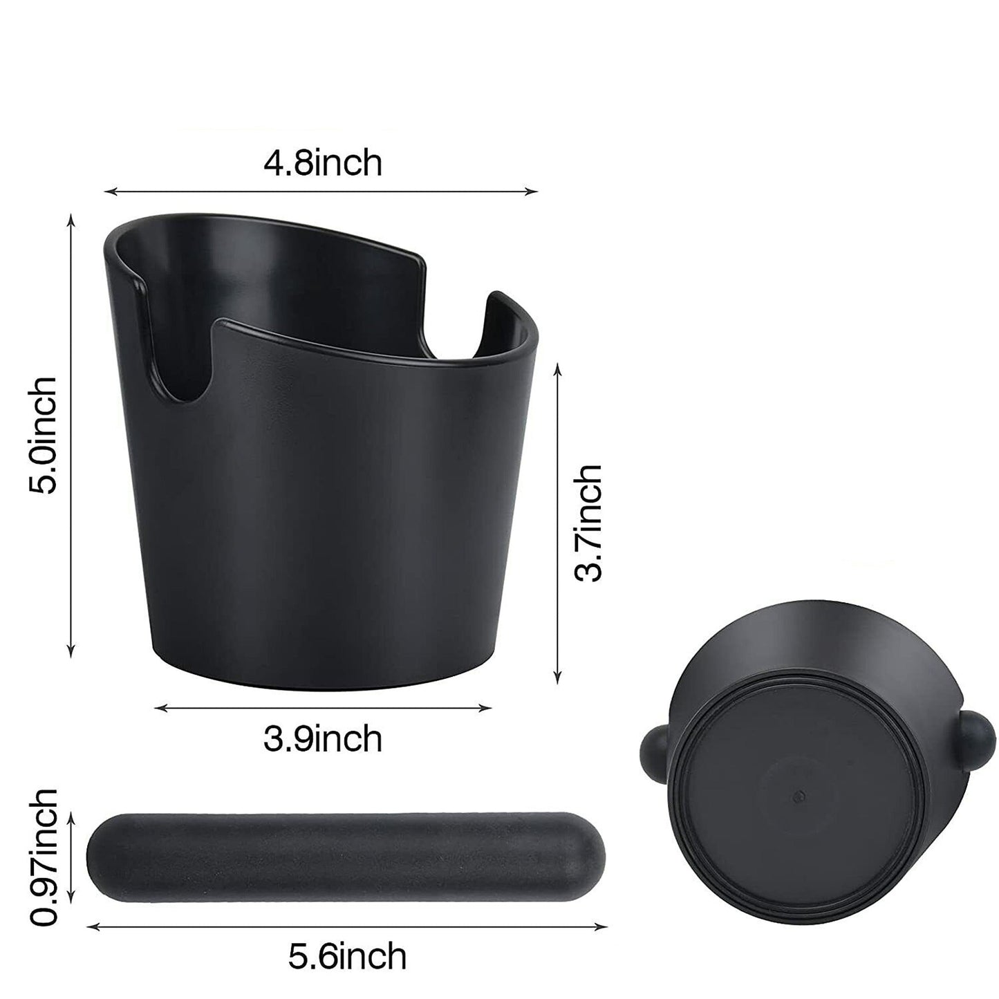 Coffee Knock Box with Tamper Black Espresso Waste Bin