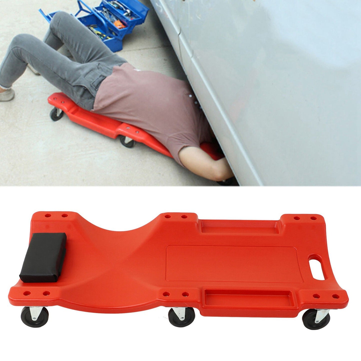 40in Mechanic Rolling Garage Creeper Seat and Tool Trolley Combo 200kg Capacity