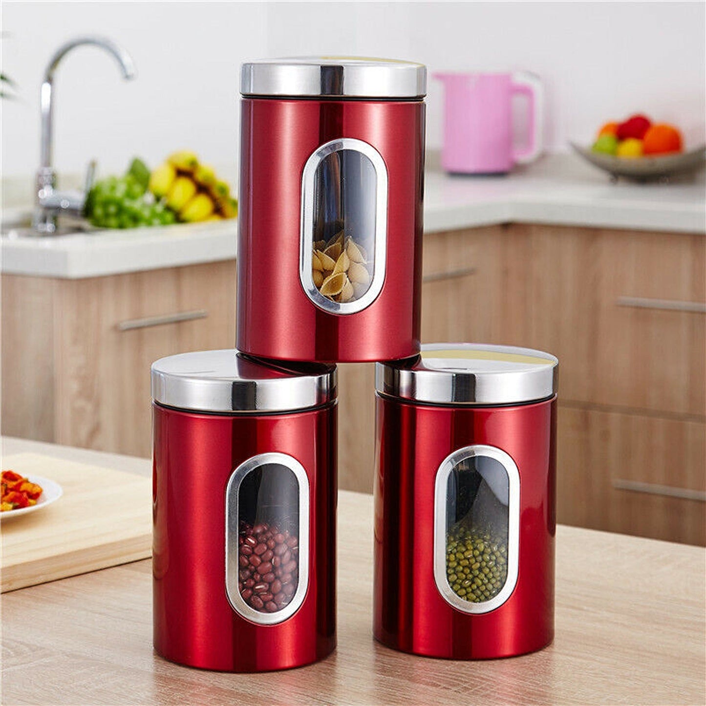 Kitchen Storage Container Tins for Tea Coffee Sugar Pasta Herbs and Biscuits