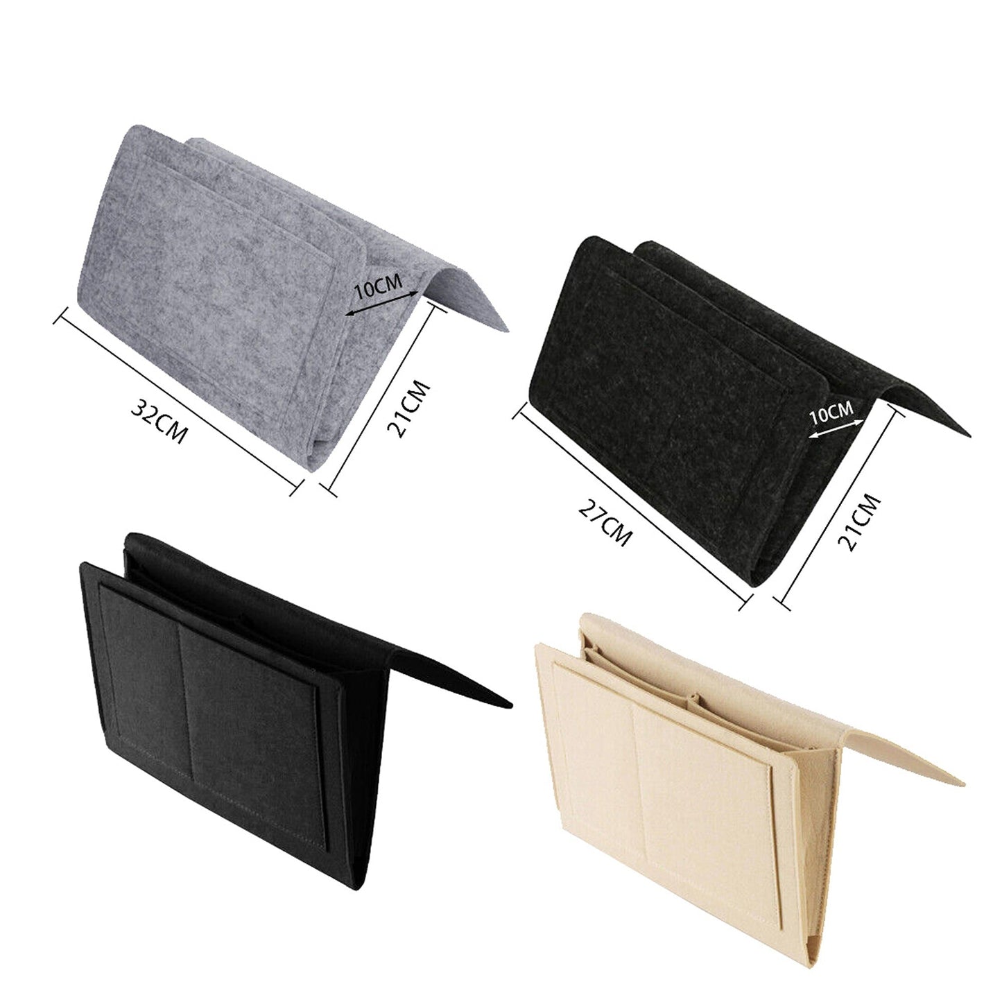 Dark Grey Bedside Armrest Storage Organizer with Pockets