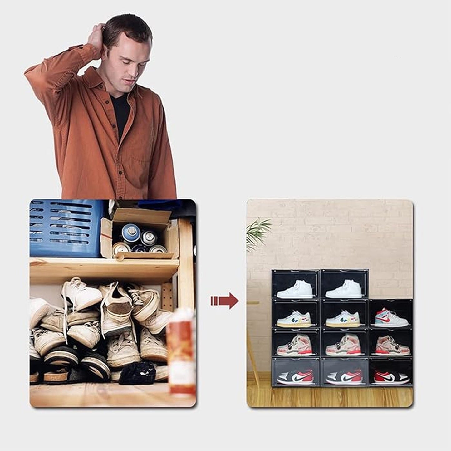 Black Acrylic Stackable Boxes for Premium Sneaker Display and Storage