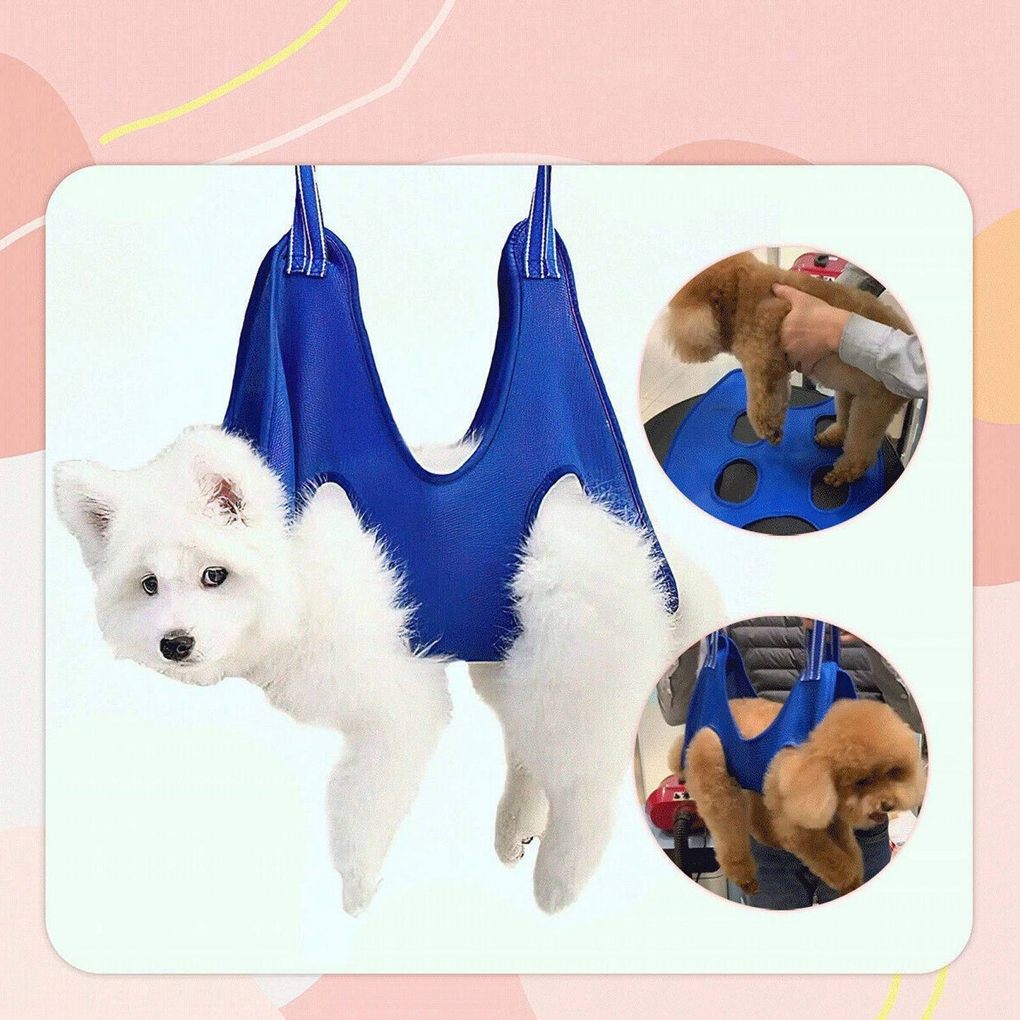 Blue Pet Grooming Hammock Sling Dog and Cat Bathing Nail Care Bag