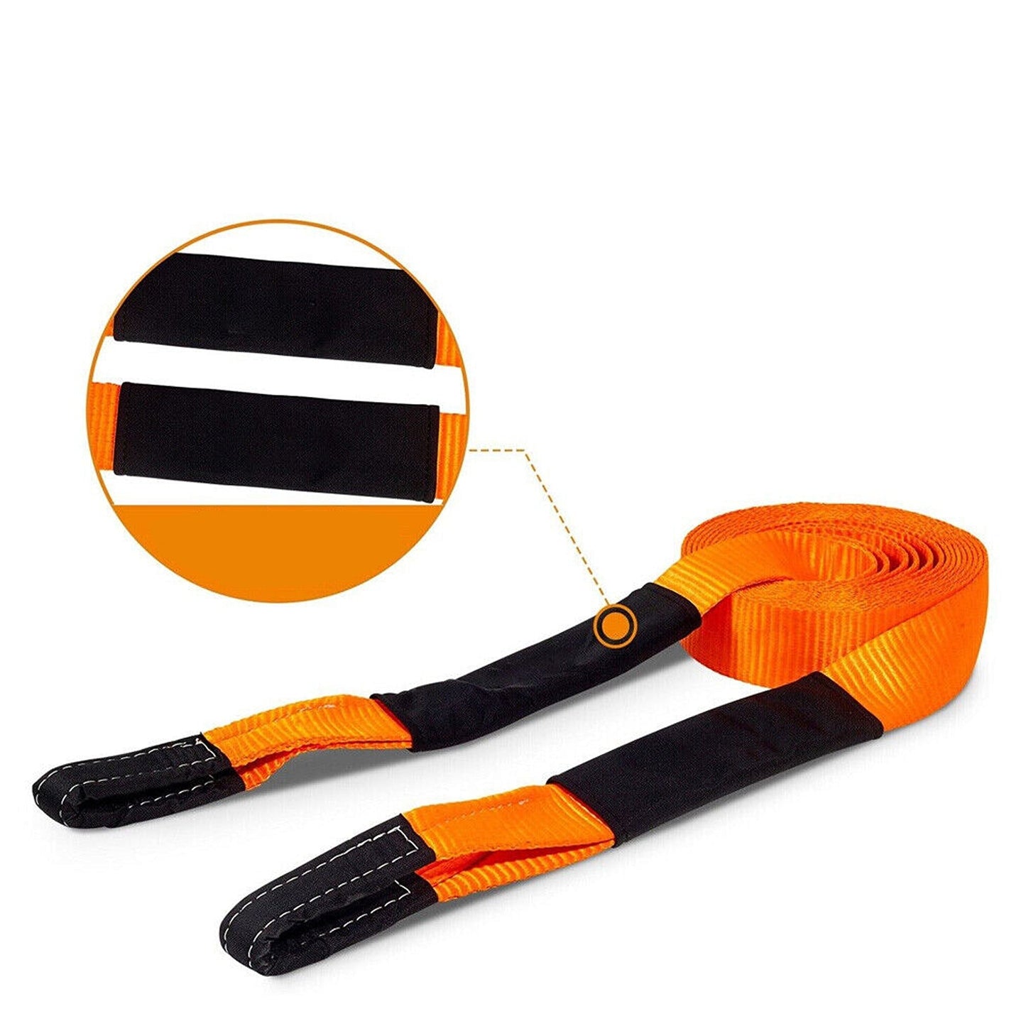 4WD Snatch Strap with 12T Recovery Tow Winch and Soft Shackle
