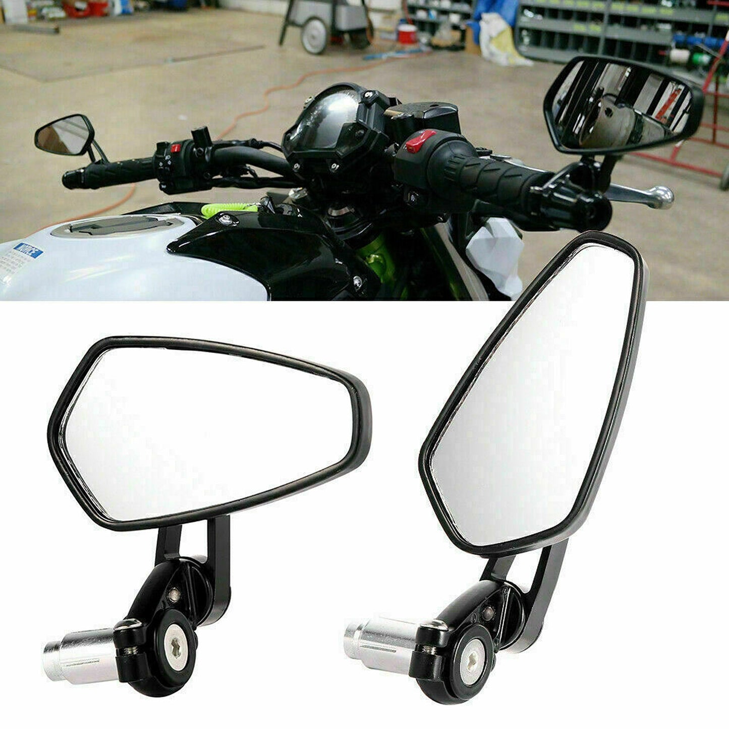 Cafe Racer Black Rear View Mirrors Universal Motorcycle Bike Bar End