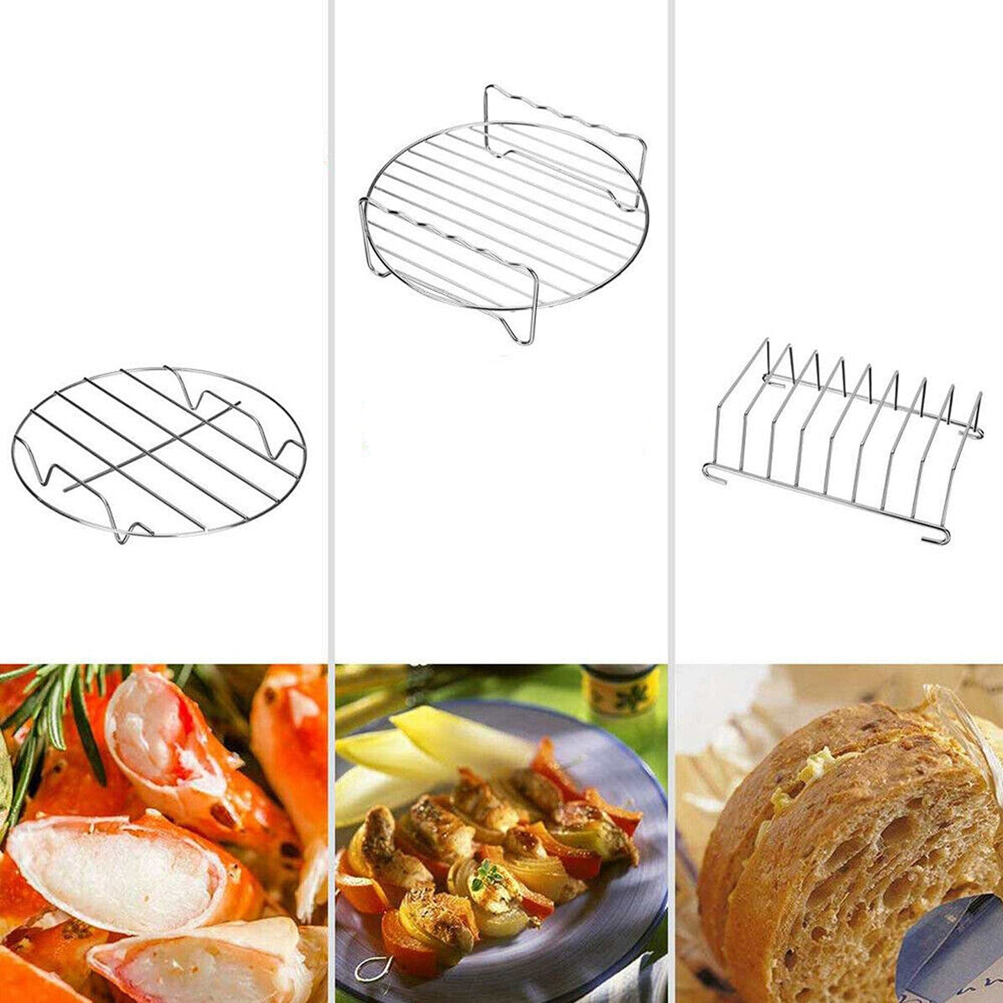 Air Fryer Accessory Kit with Frying Cage Baking Pan and Pizza Tray