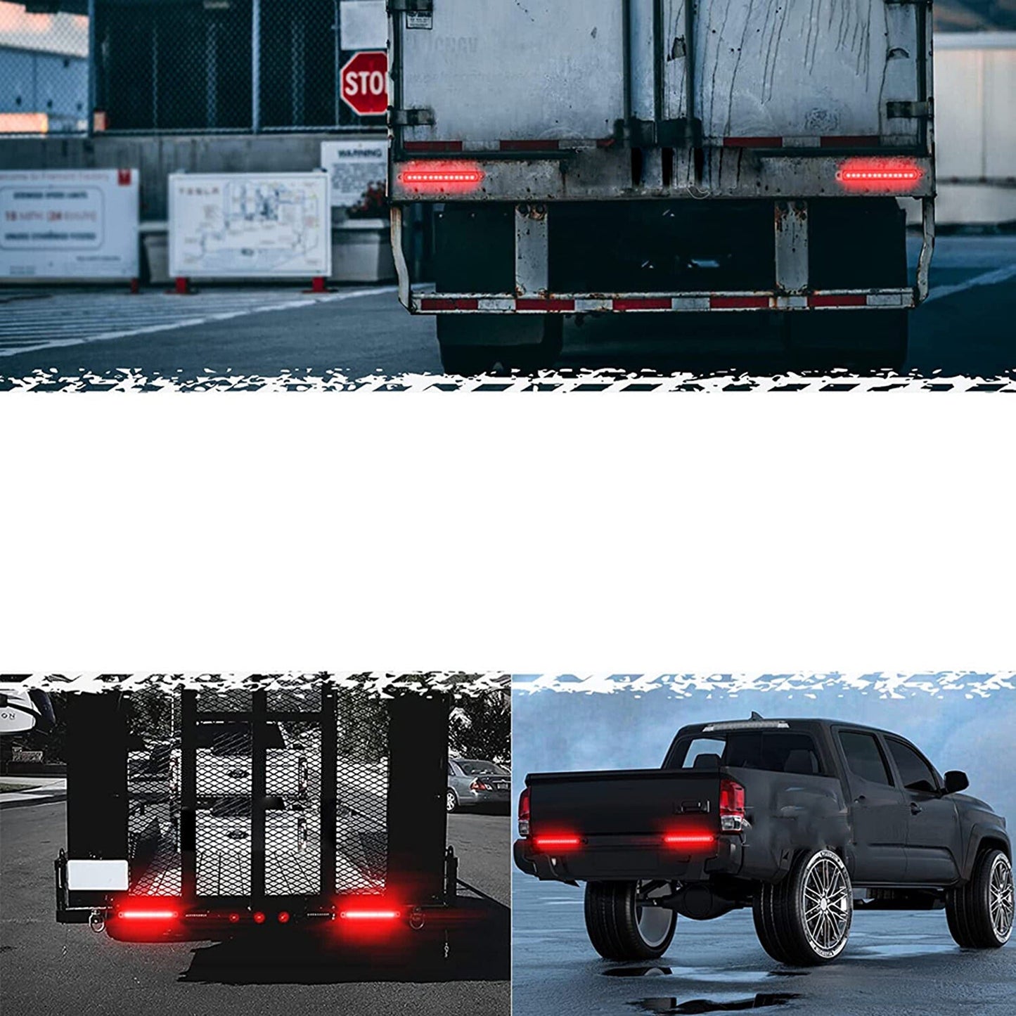 Trailer Tail Lights LED Rear Brake Signal Halo Neon Truck