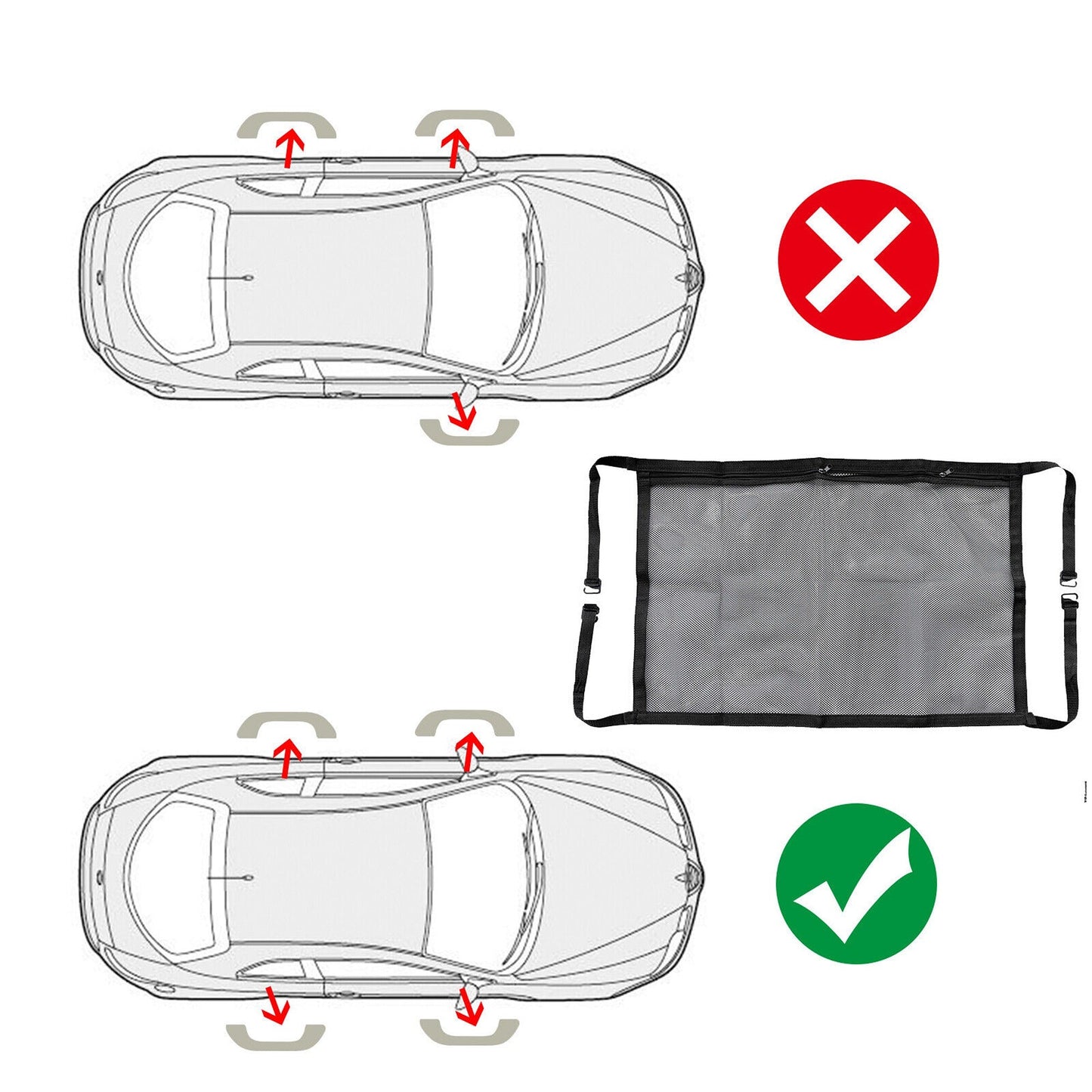 Interior Travel Mesh Storage Zipper Bag for Car Roof Top