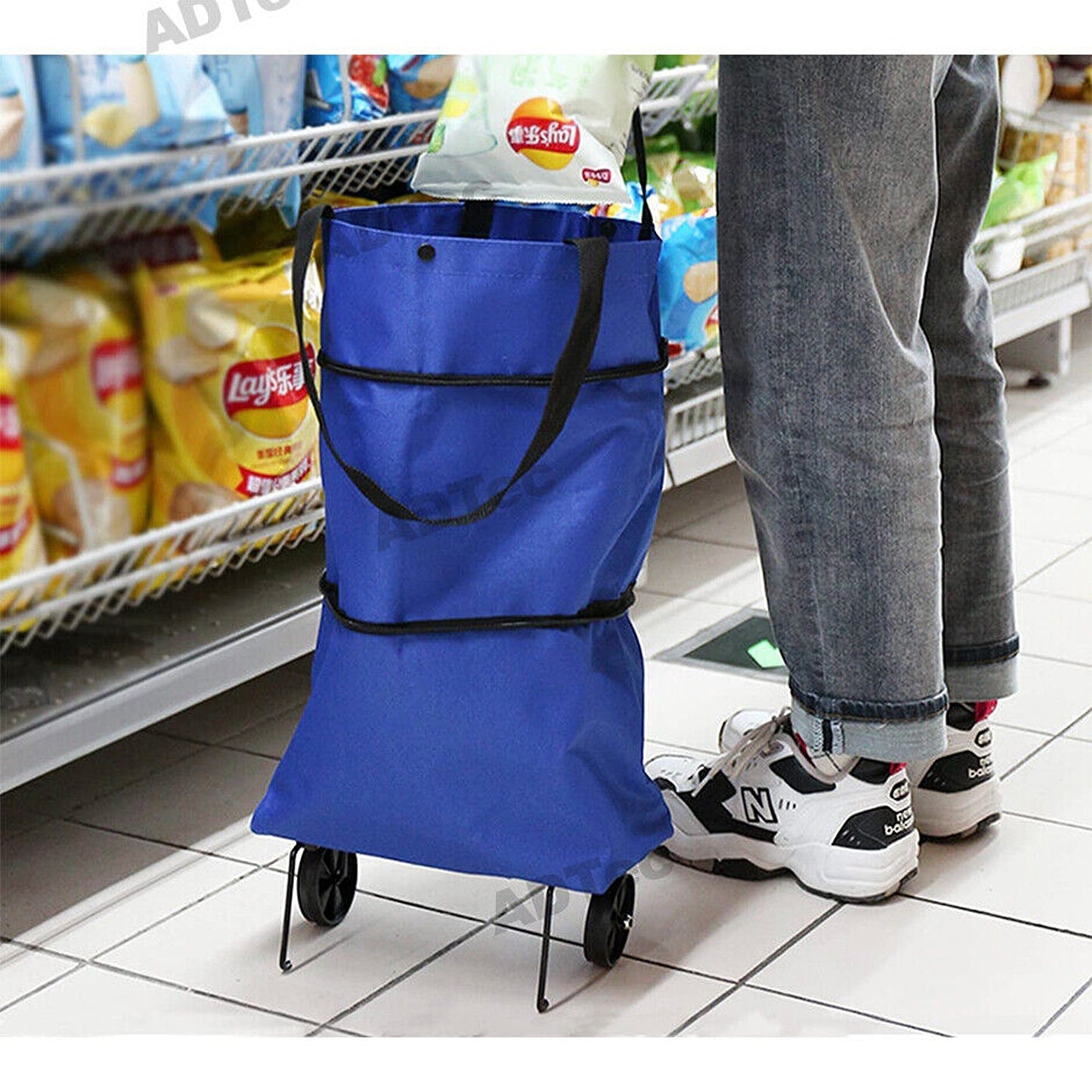 Foldable Shopping Trolley Bag with Wheels for Portable Use