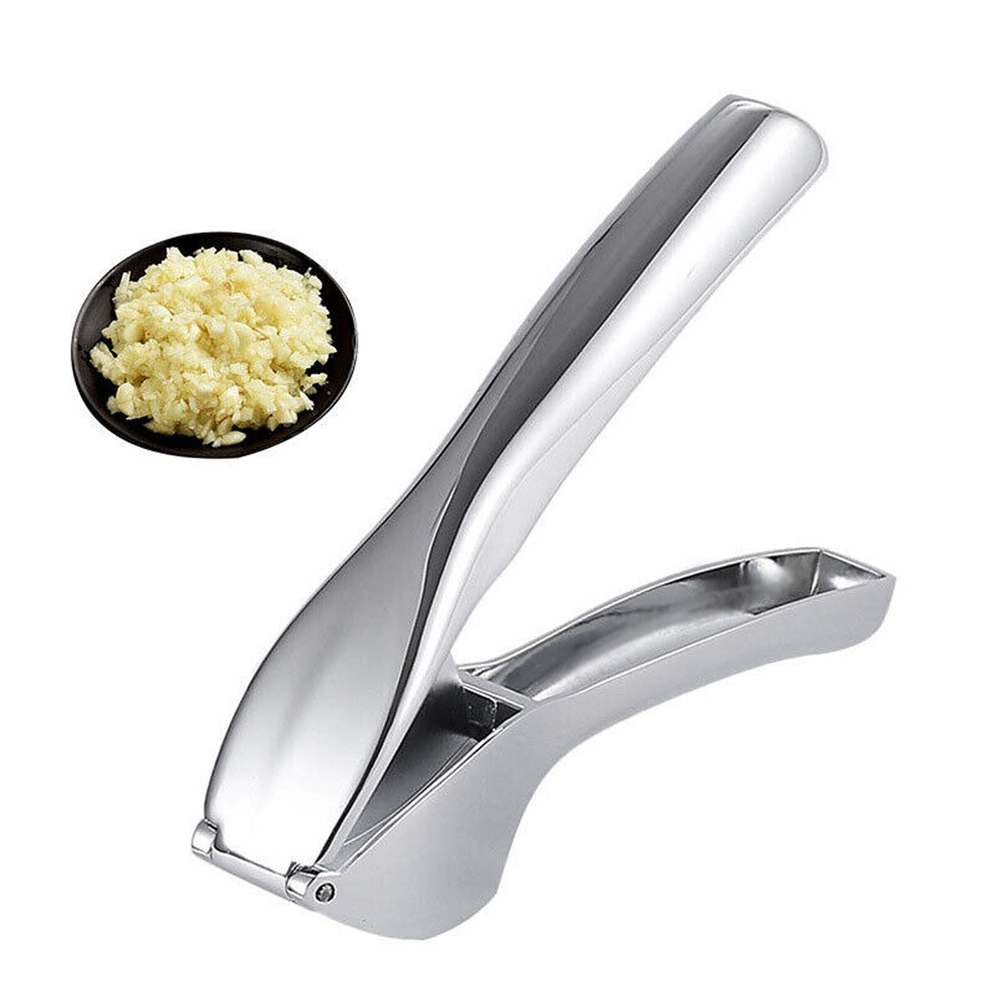 Silver Stainless Steel Garlic Press Crusher Kitchen Mincer Tool