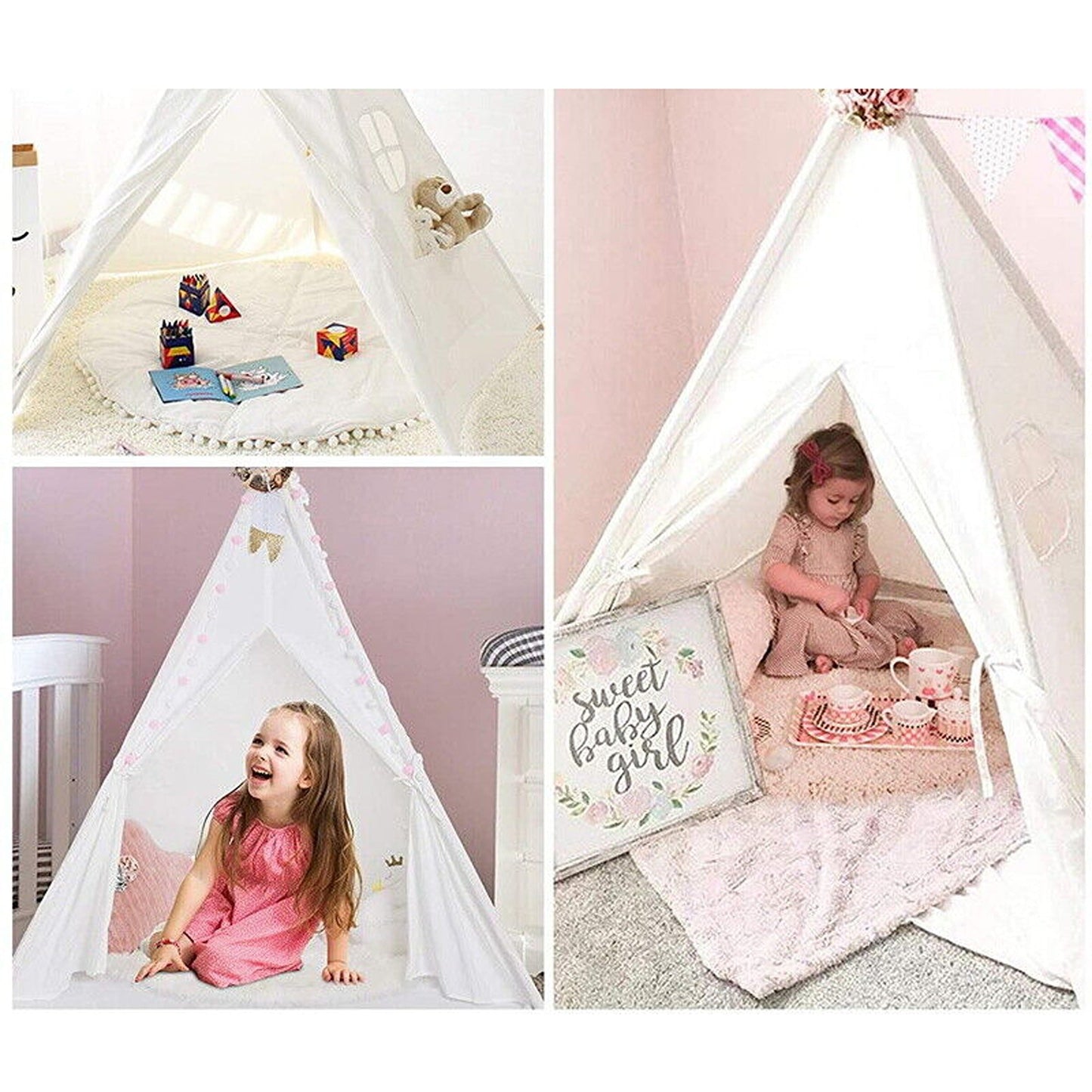 110cm Indoor Outdoor Castle Cubby Playhouse Play Teepee Kids Tent