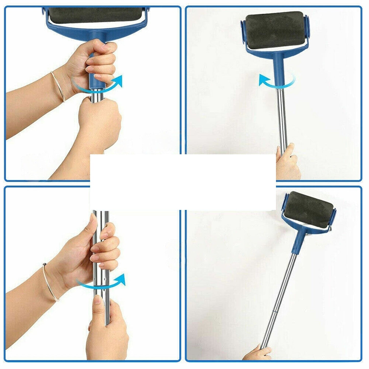 Seamless Paint Roller Set with Fillable Brush and Extendable Pole 8pcs