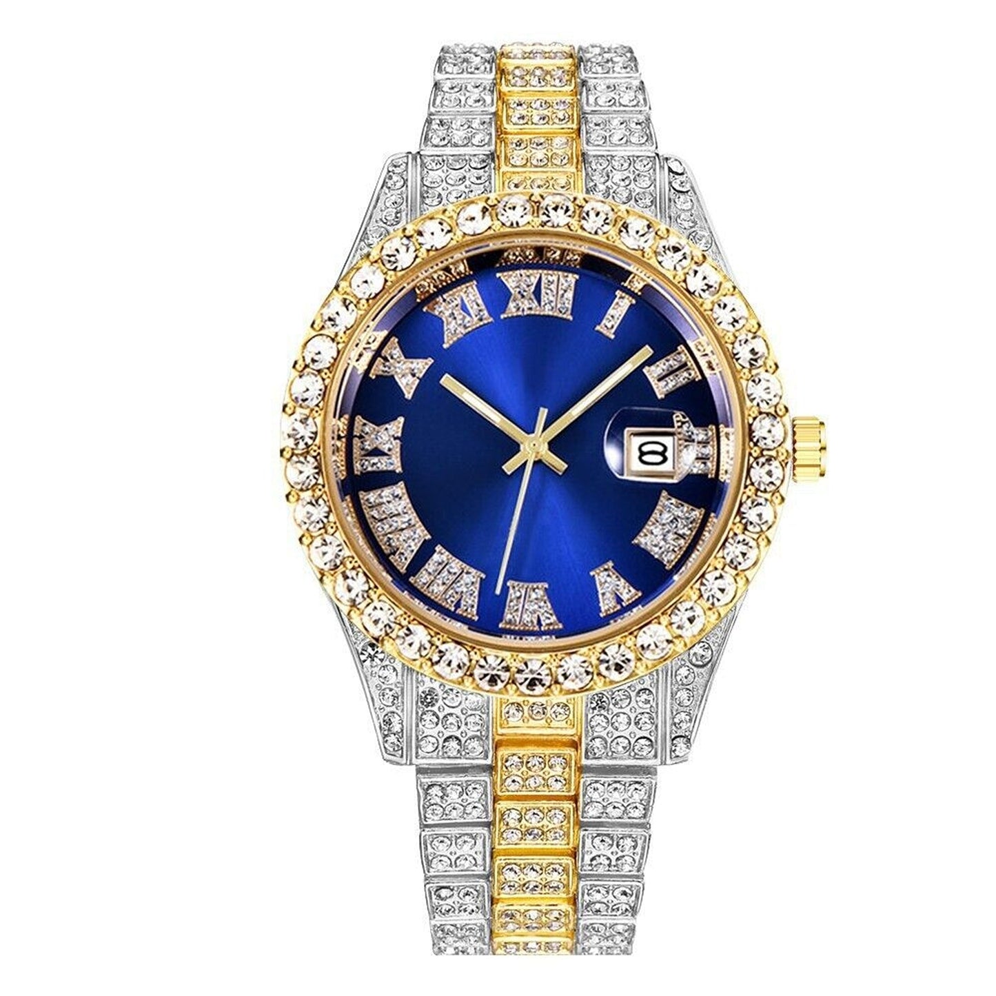Men Luxury Hip Hop Watch Iced Bling Diamond with Stainless Steel Band