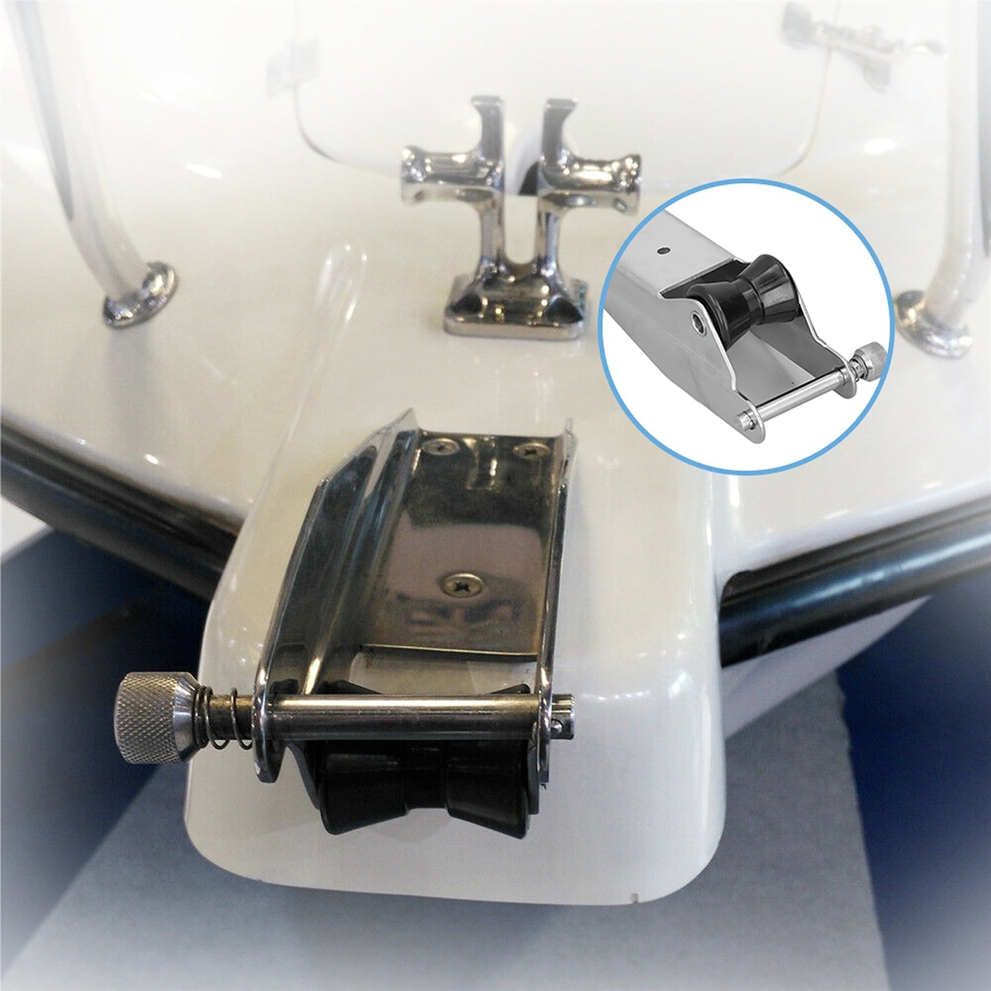Bow Anchor Roller for Boats Stainless Steel with Spring-Loaded Pin