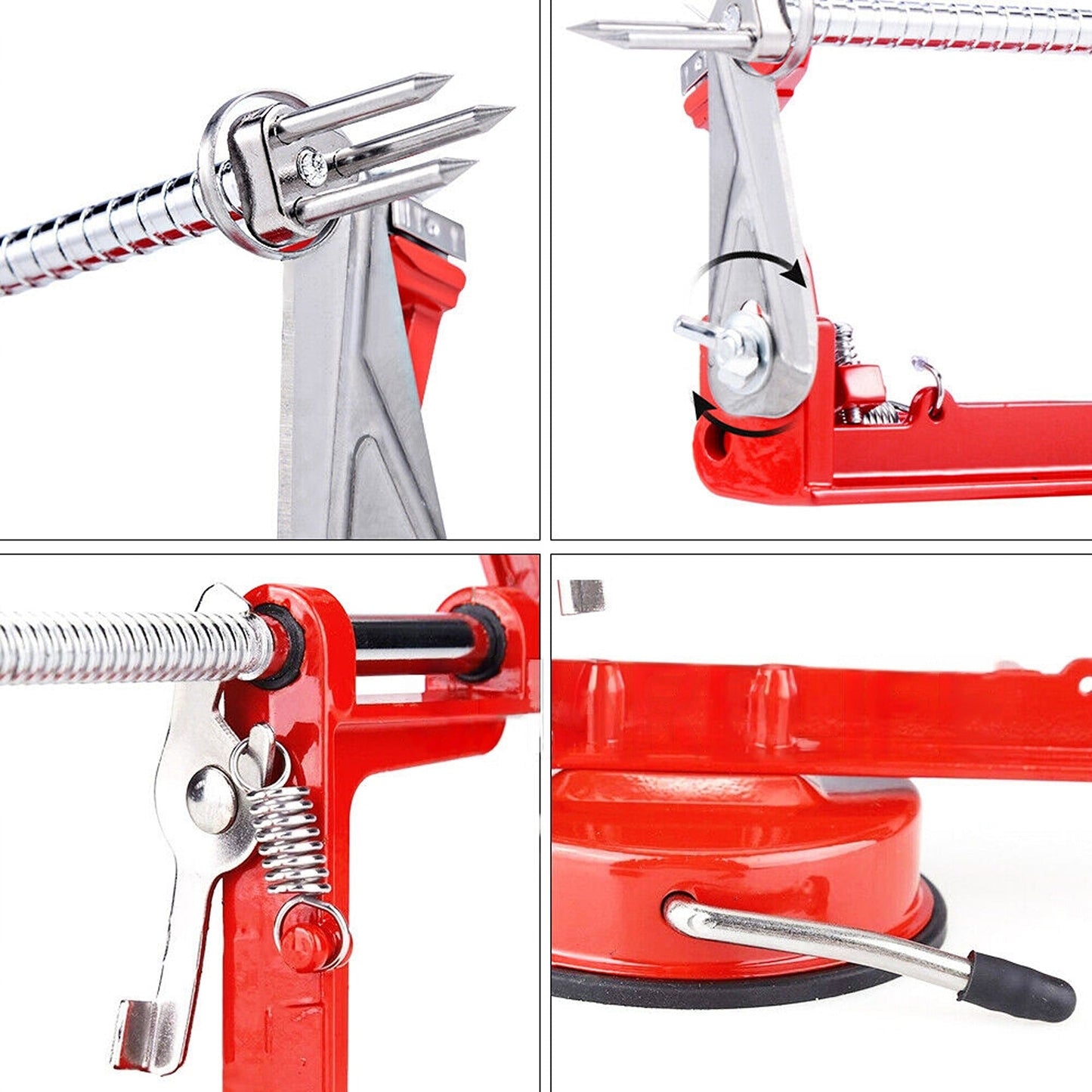 Efficient Apple Slicer and Corer Red Kitchen Peeler 3-in-1
