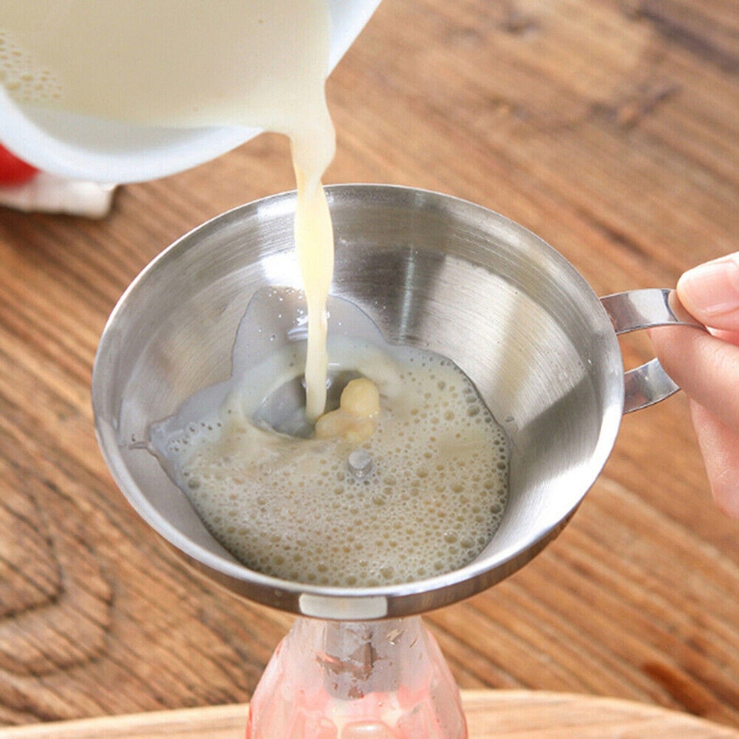 Kitchen Funnel with Detachable Filter Stainless Steel for Liquids and Oils
