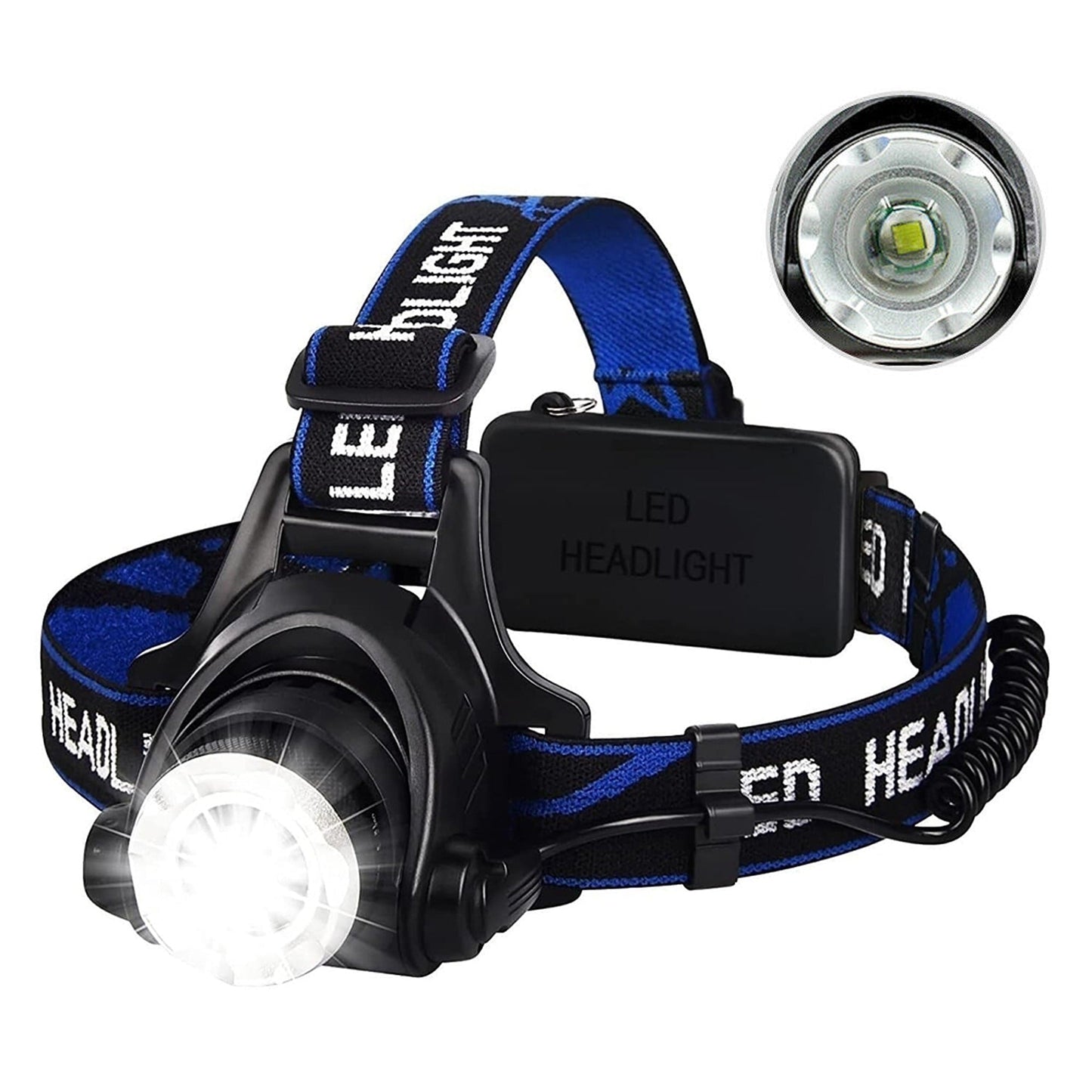 Zoomable Headlamp Rechargeable LED Head Torch 350000lm