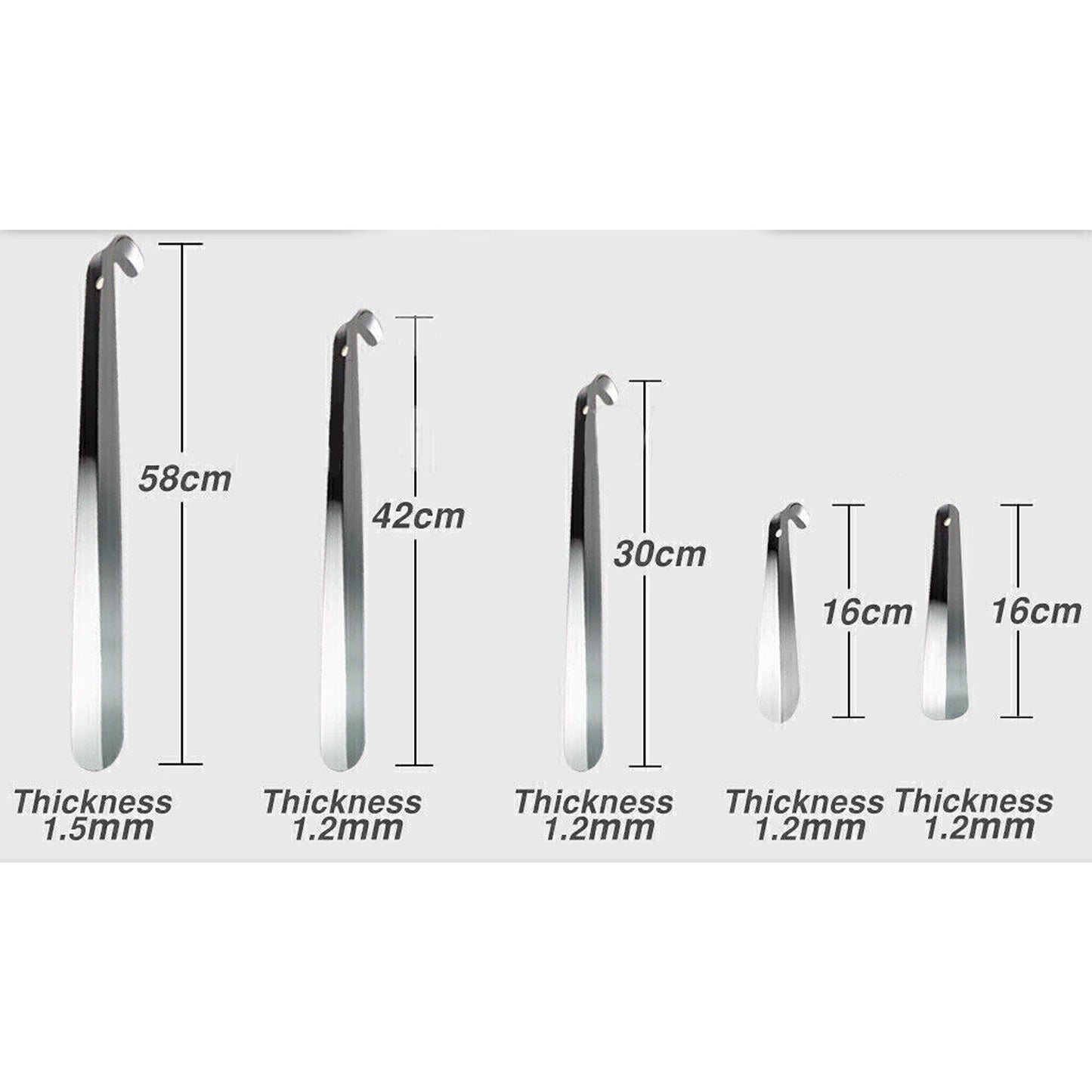 Professional Curved Metal Shoe Horn with Long Stainless Steel Handle