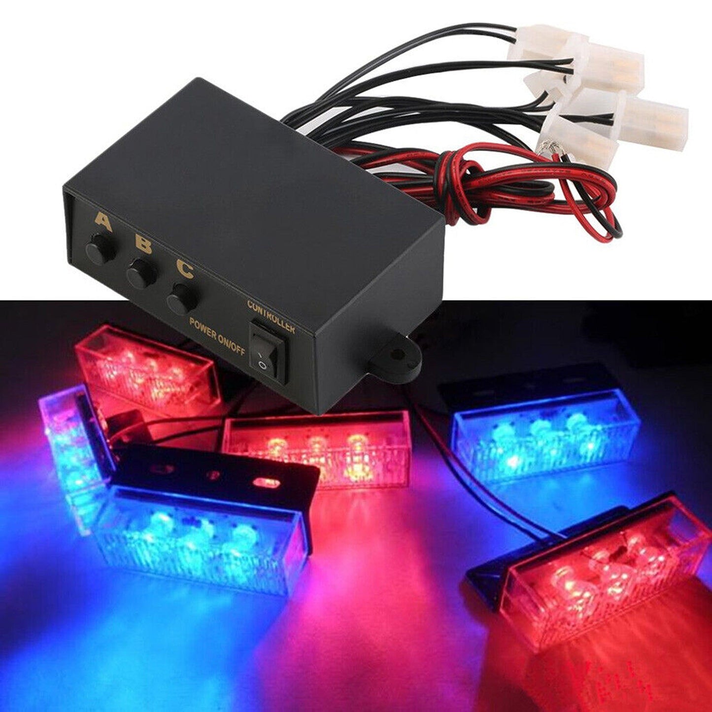 12V Emergency 6-Way LED Strobe Light Flash Controller Box