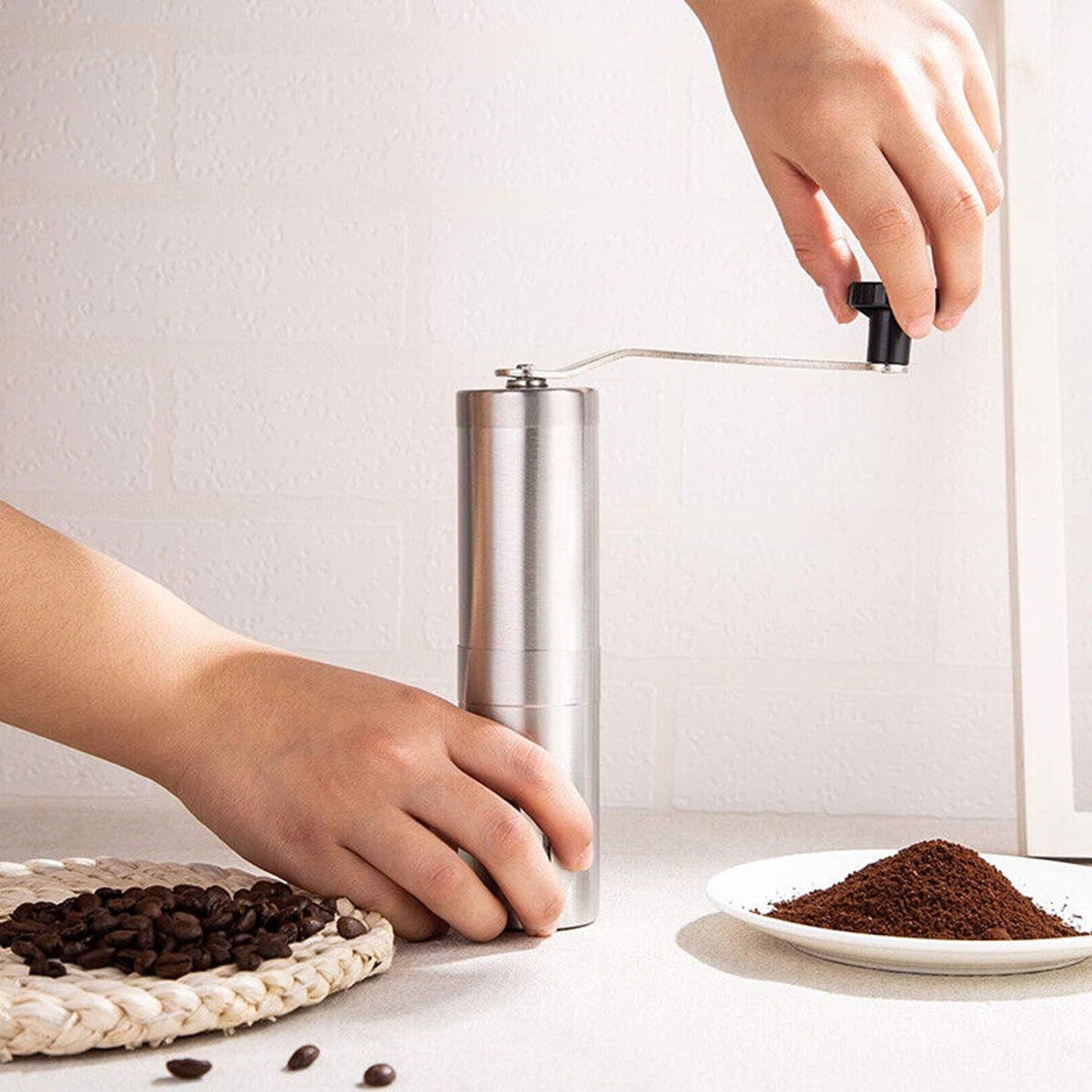 Manual Stainless Steel Coffee Grinder with Ceramic Burr