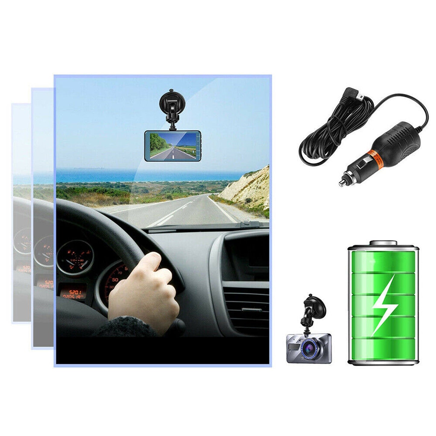4in Screen Dual Lens 1080P HD Car DVR Dash Camera