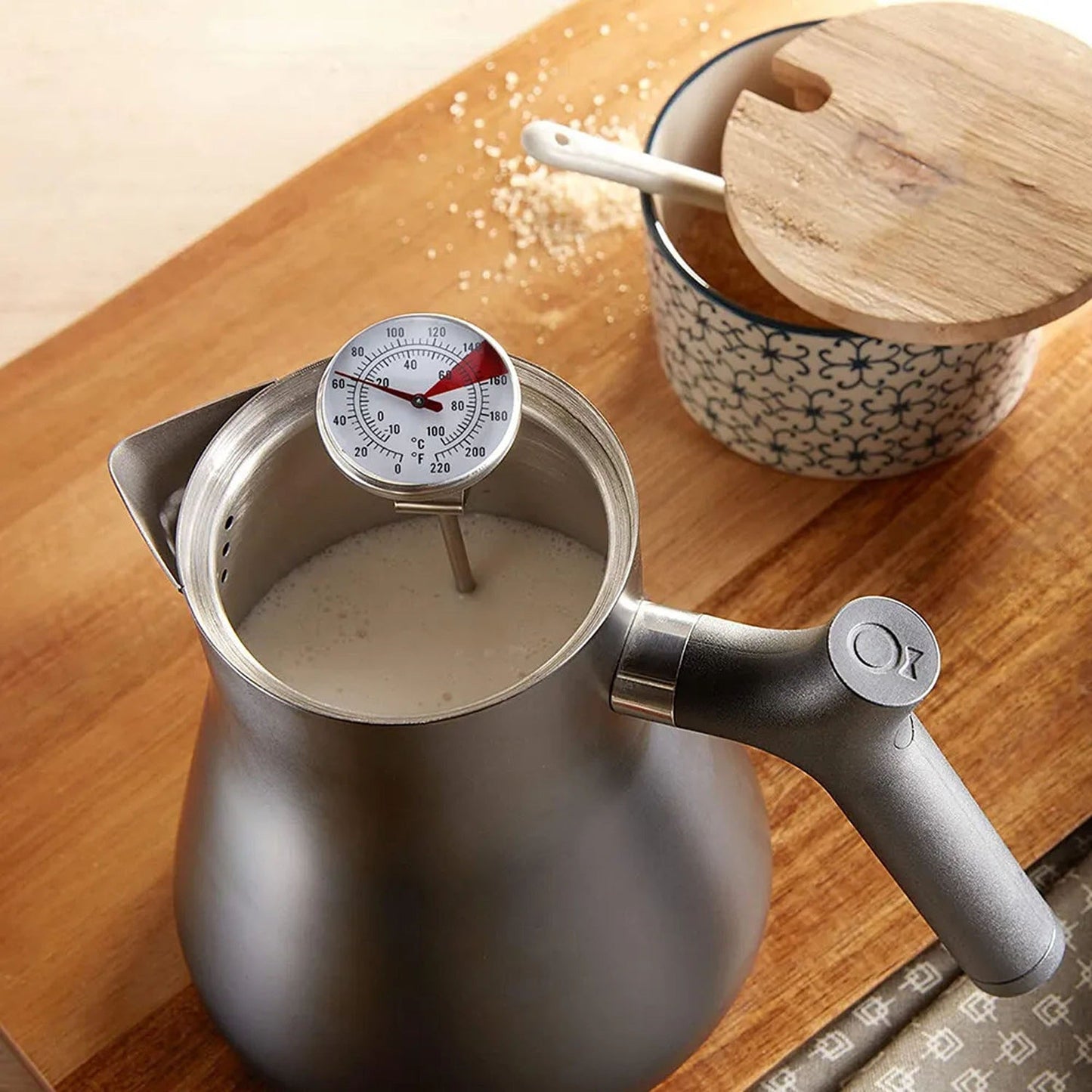 Stainless Steel Milk Coffee Thermometer with Probe and Pan Clip