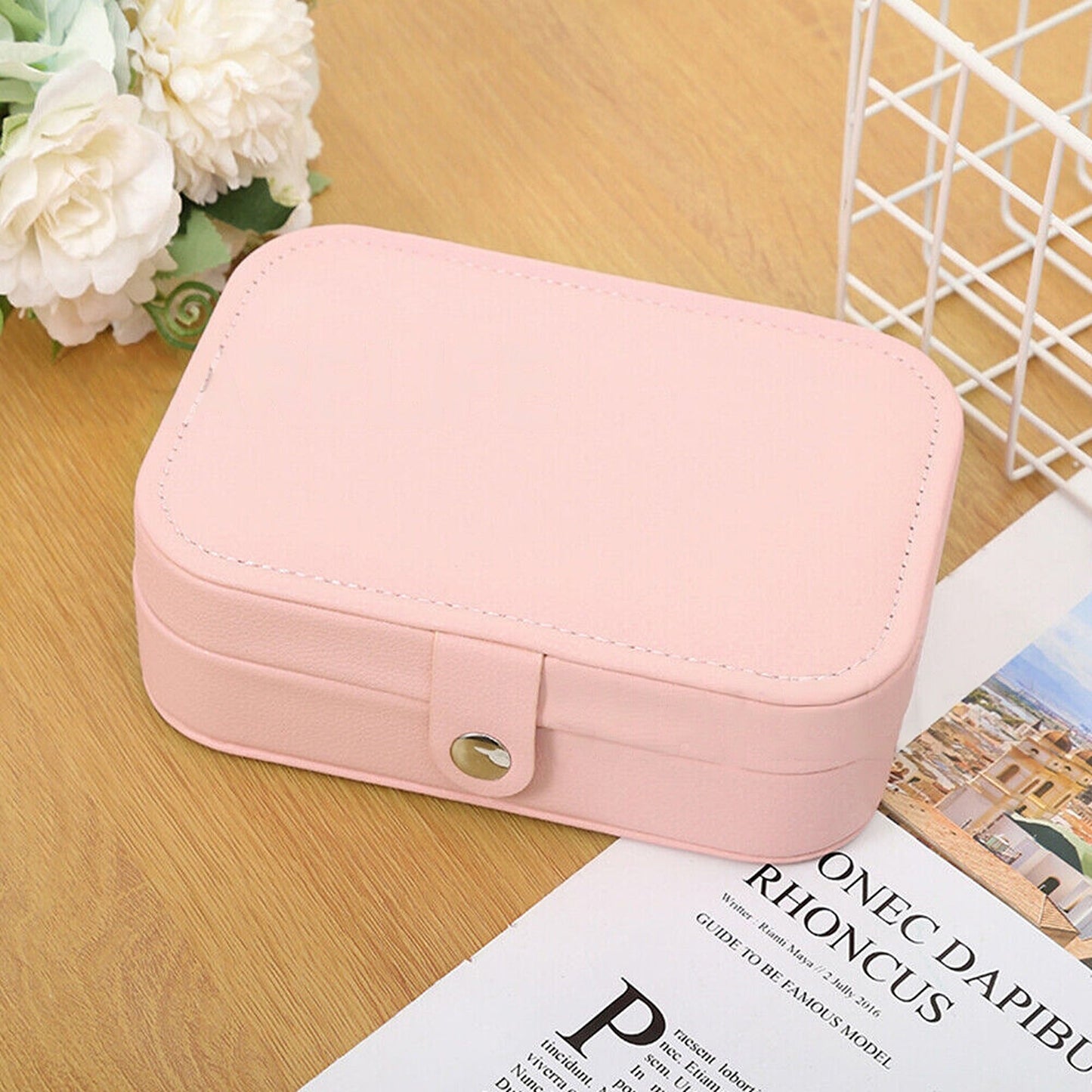 Travel-Sized Portable Leather Jewelry Box Organizer