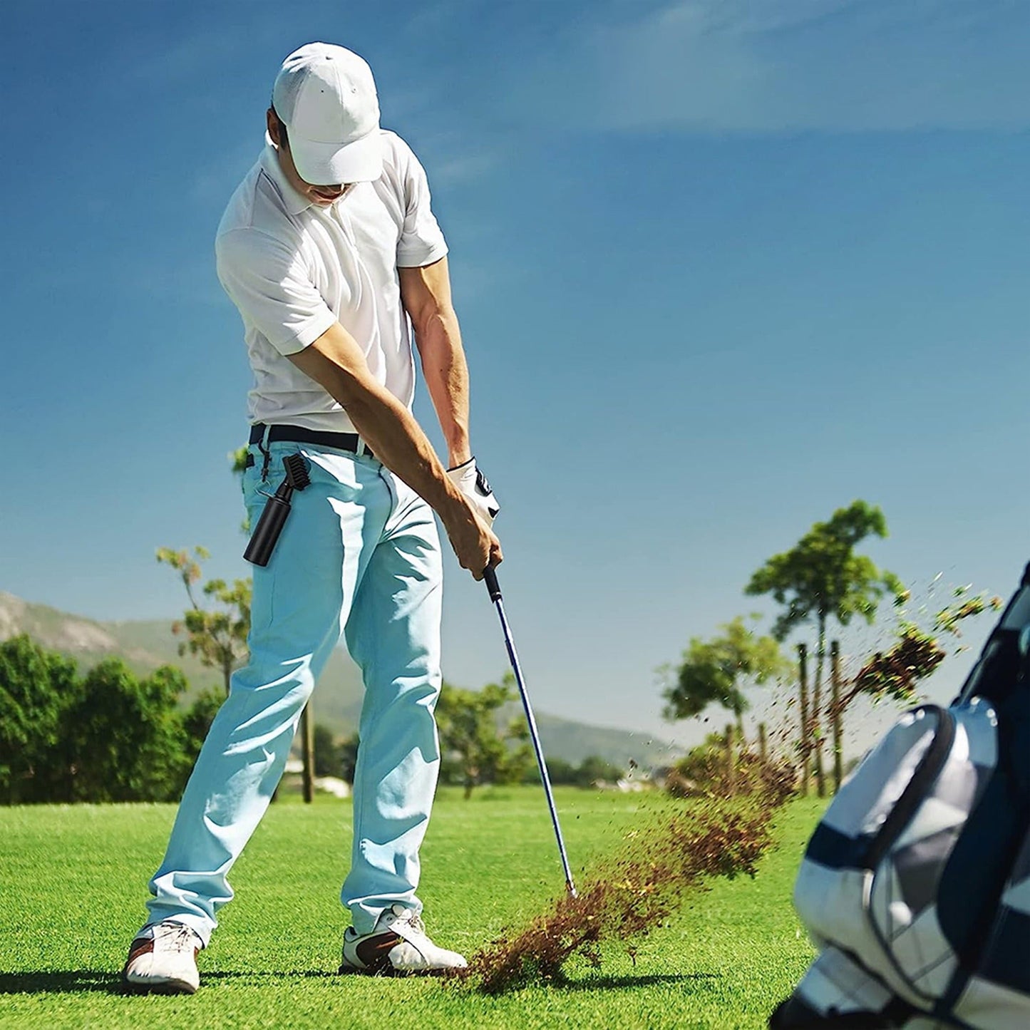 Golf Club Reel Groove Cleaner Brush with Water Bottle