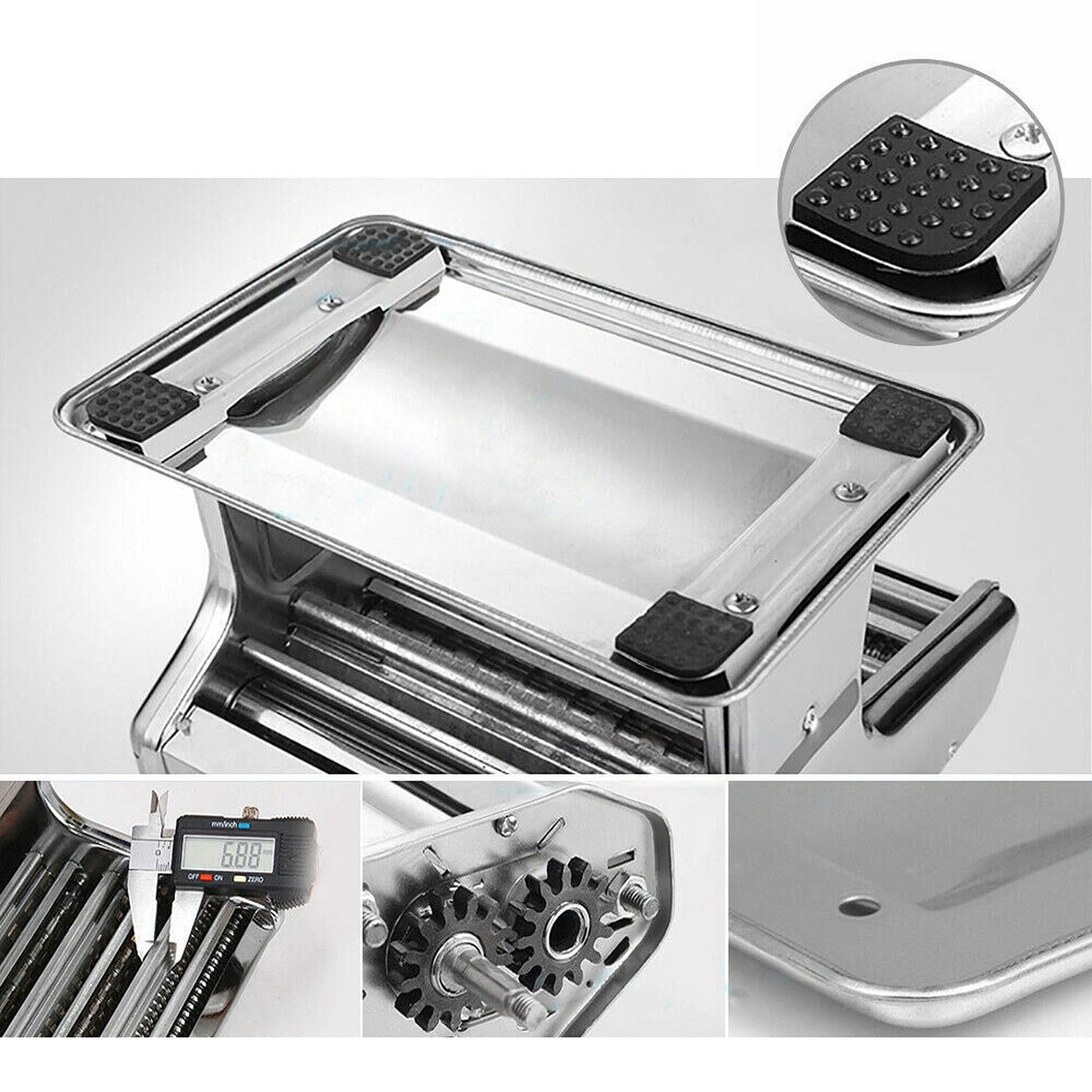 Manual Pasta Noodle Maker Machine with 6 Thickness Settings Spaghetti Roller