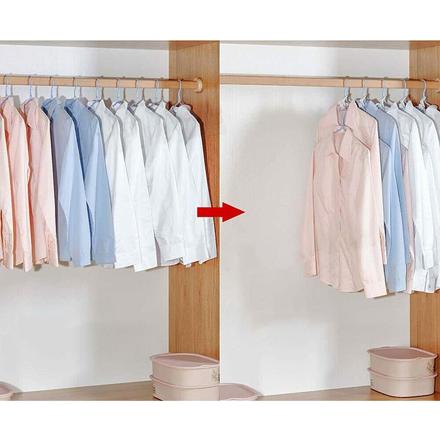 Space-Saving Clothes Organizer Cascading Hanger Connector Hooks
