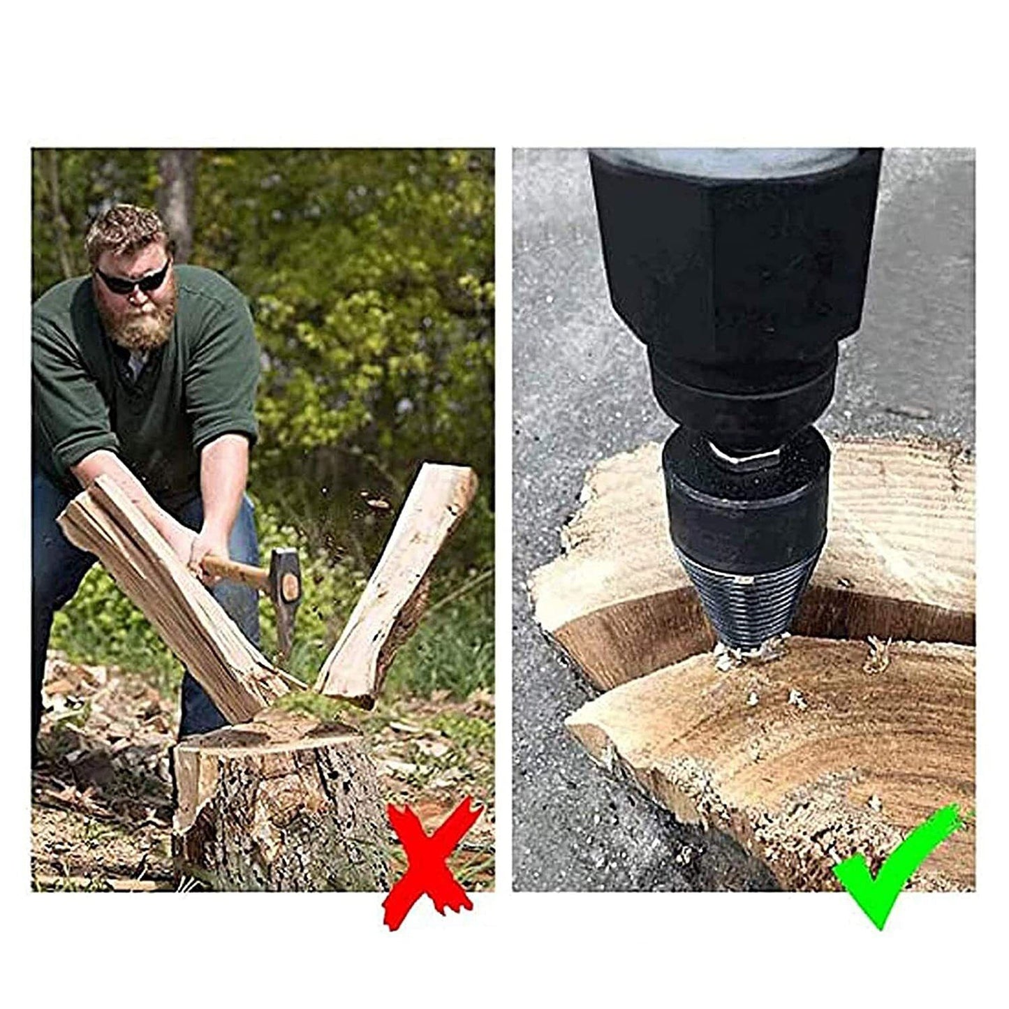 4pcs Speed Twist Firewood Log Splitter Wood Drill Bit Screw Cone Reamer
