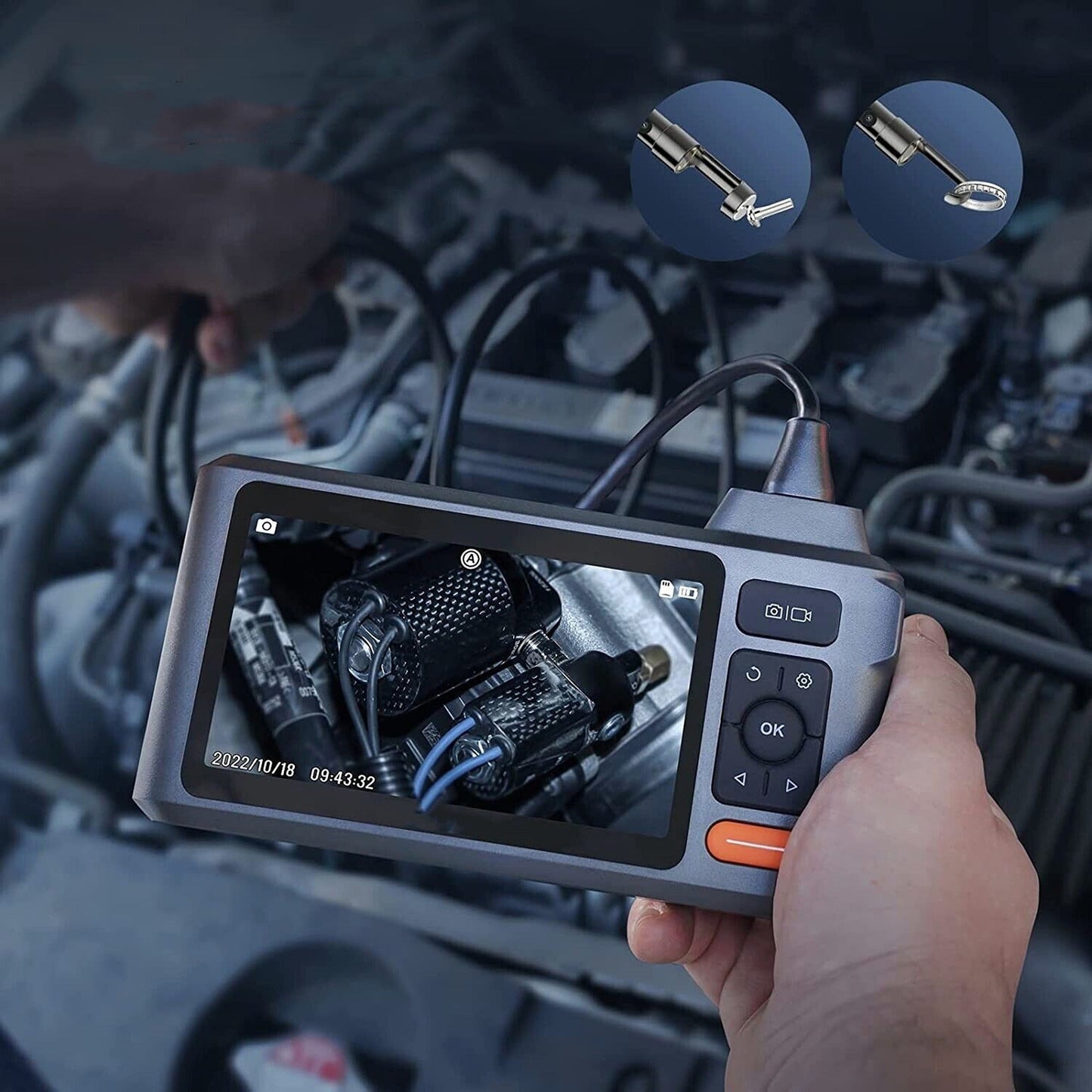 Dual Lens Screen Endoscope Camera 5in Display for Industrial Inspection